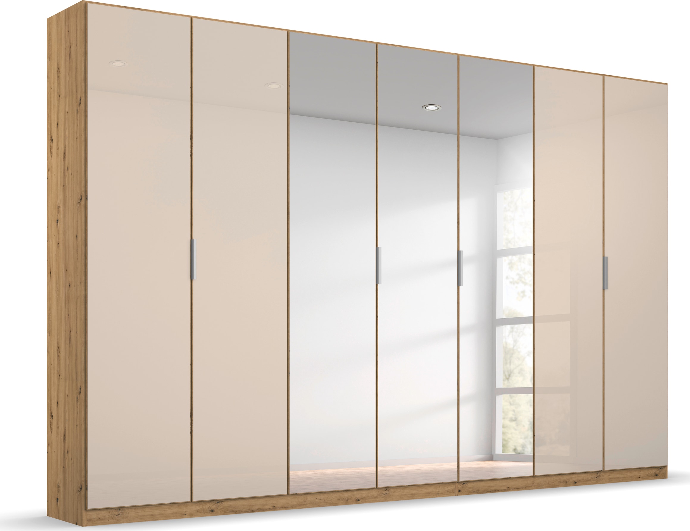 rauch Drehtürenschrank »Koluna«, Glasfront mit Spiegel, inkl. 2  Innenschubladen sowie extra Böden | BAUR
