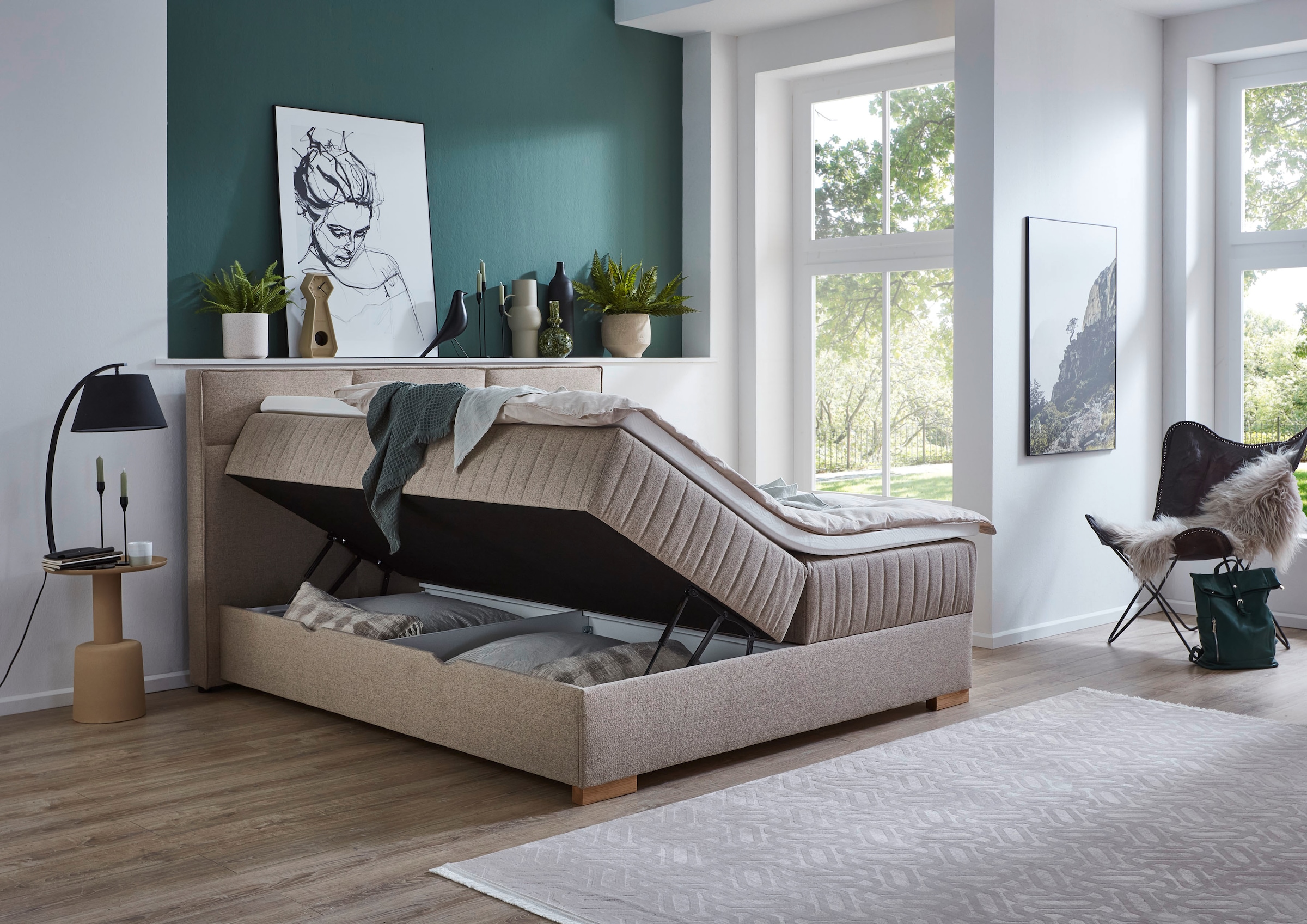 meise.möbel Boxspringbett »Tambo«, inkl. Bettkasten & Topper, erhältlich in 120x200cm oder 180x200cm