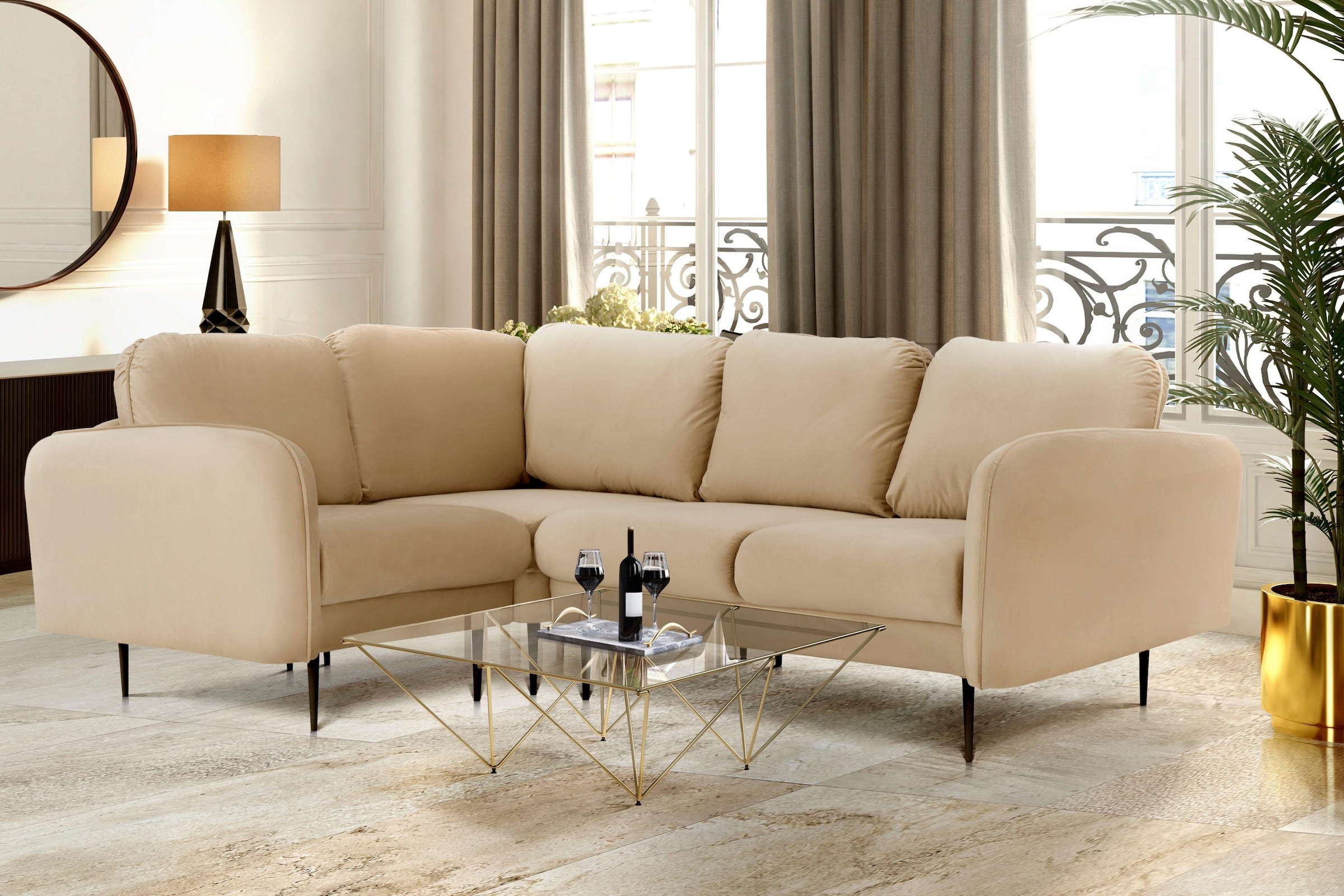 Home affaire Ecksofa "Skidi L-Form" mit losen Rückenkissen und Keder oben a günstig online kaufen