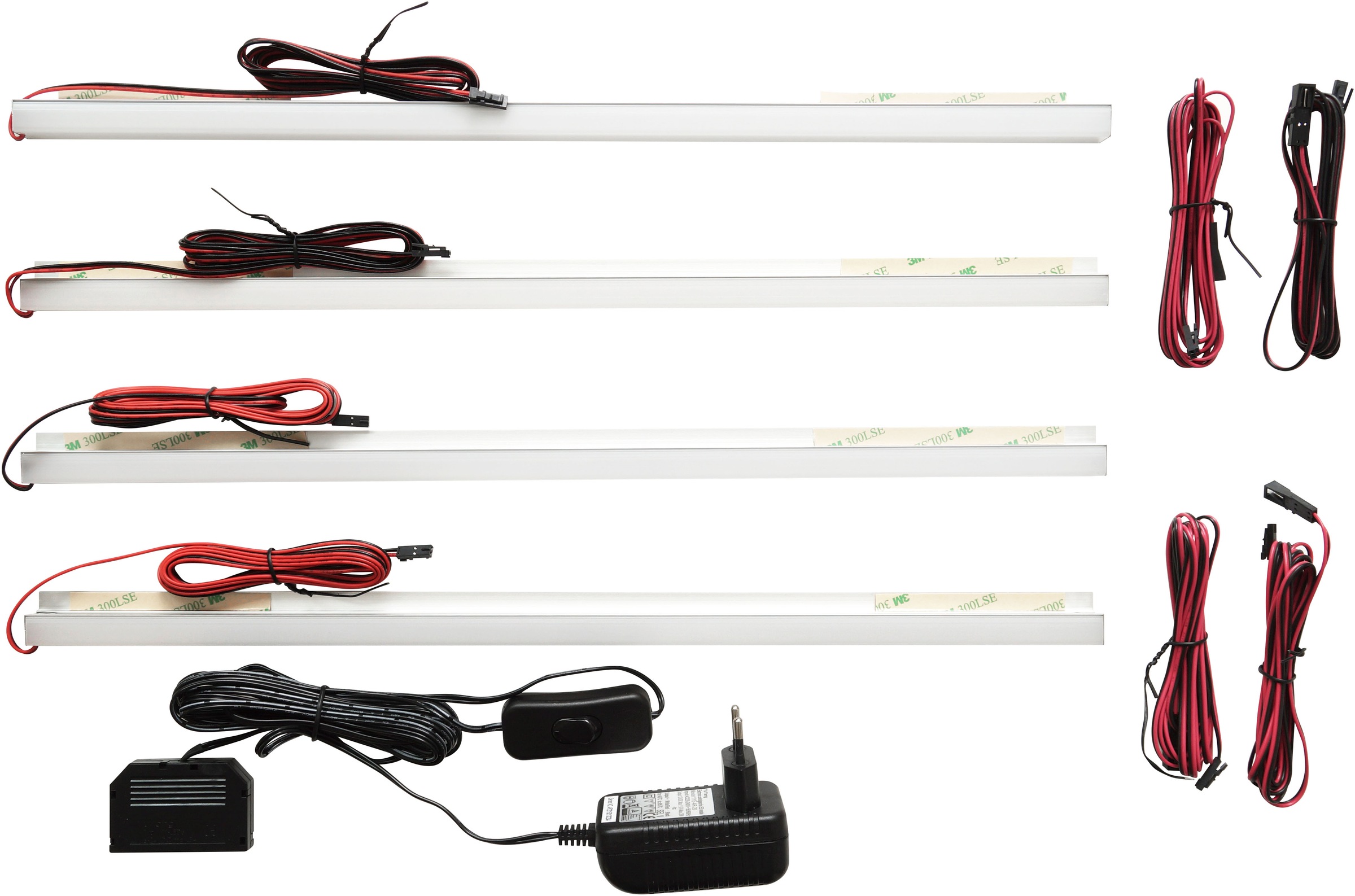 LED-Leuchtmittel MCA FURNITURE, L:45cm, weiß, Leuchtmittel, "MONIZ 4er Set LED Glaskantenbeleuchtung 45 cm", 4er