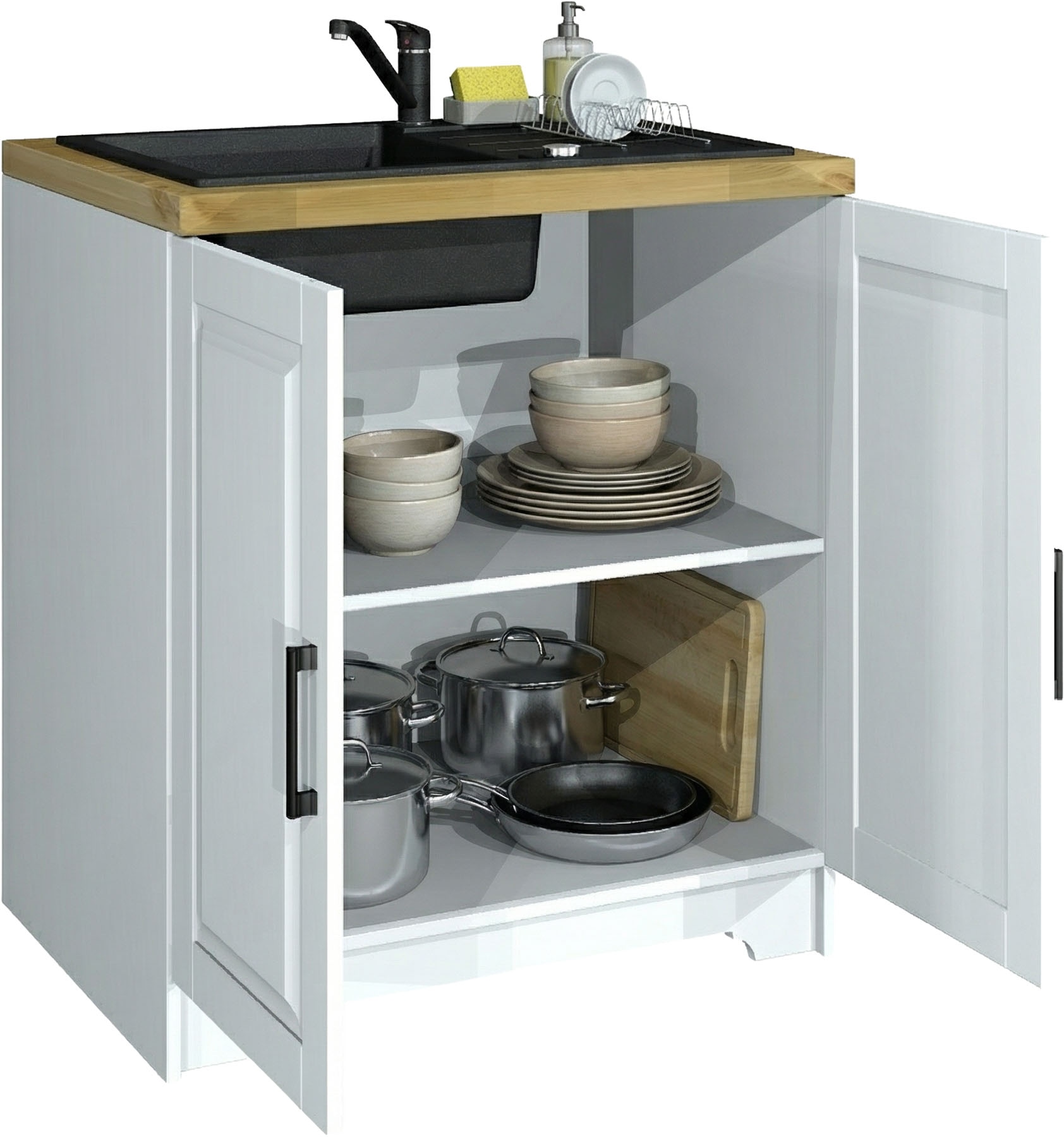 Home affaire Unterschrank »Meliss« aus massiver Kiefer, Breite 80 cm, Soft-Close-Funktion