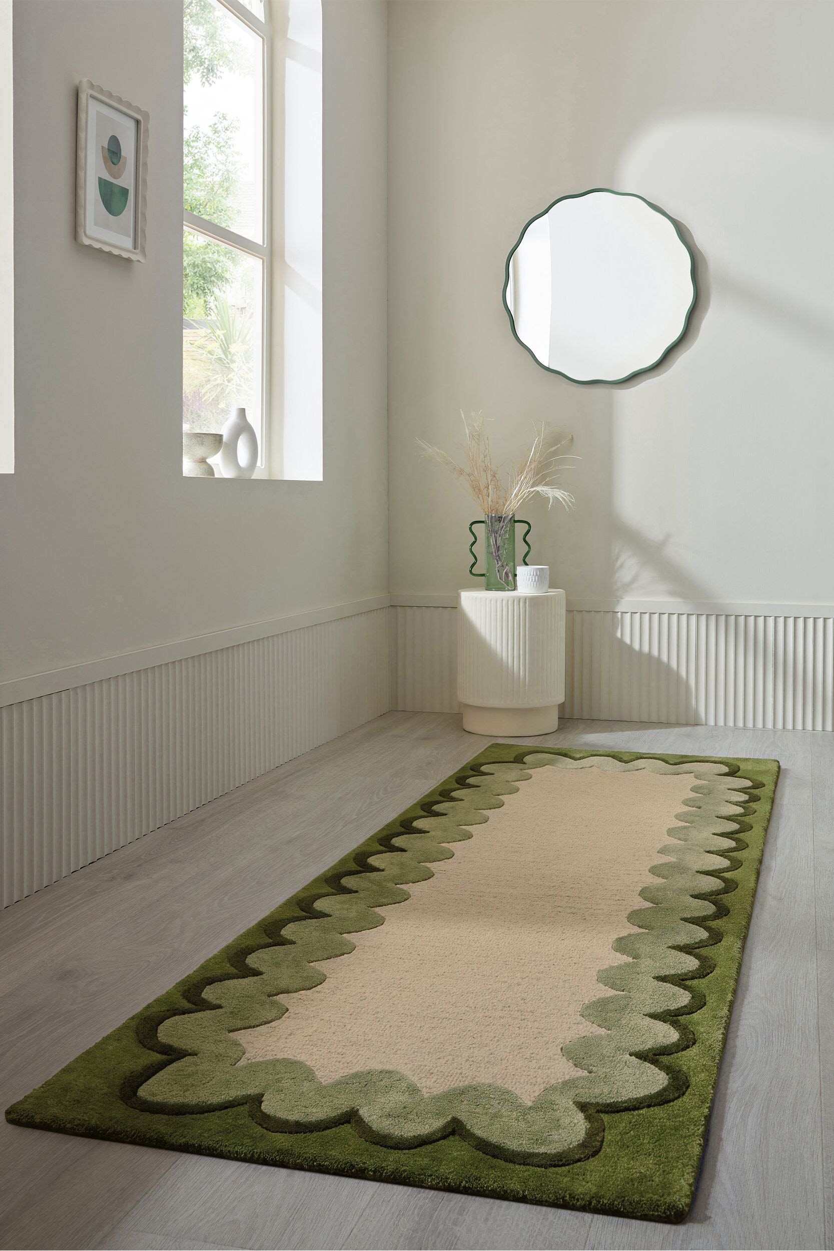 FLAIR RUGS Wollteppich »WIGGLE« rechteckig 8 mm Höhe mit gewelltem Wellenrand; auch als Läufer und in rund