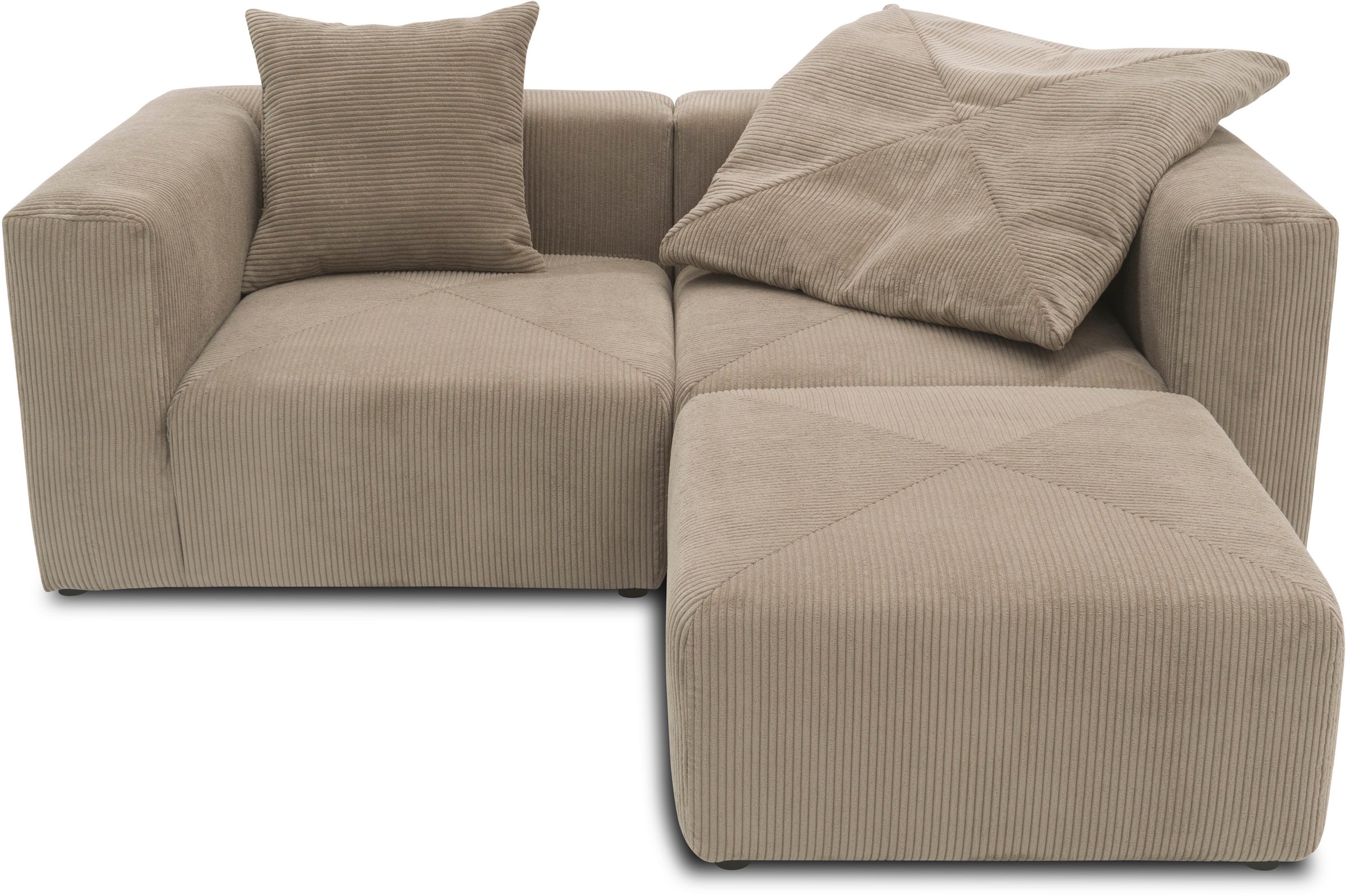 RAUM.ID Ecksofa »Gerrid L-Form«, Cord, Modulsofa, bestehend aus 2 Eckelementen + 1 Hocker