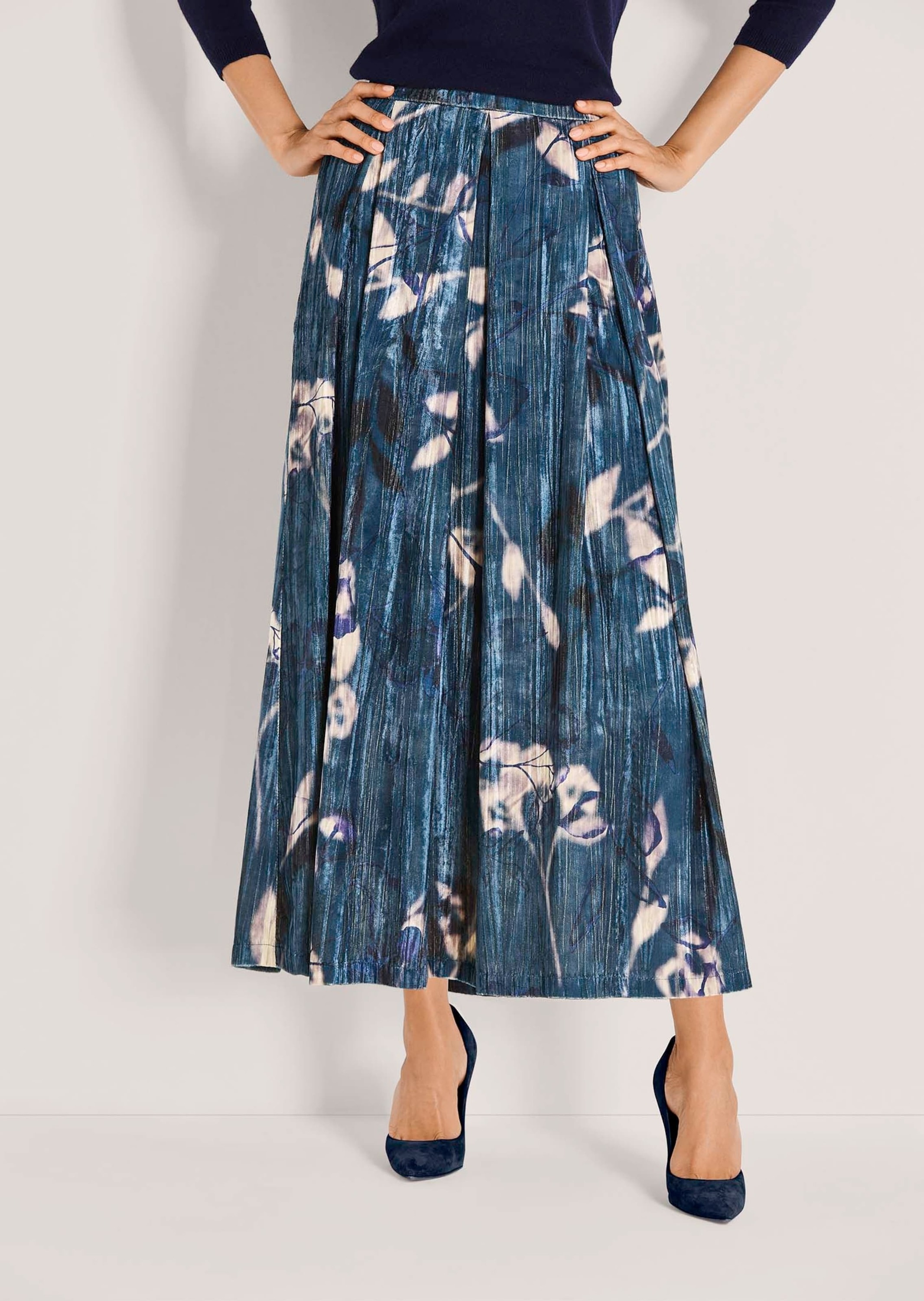 MADELEINE Samtrock Midi Skirt Blue Multicolor 38 2