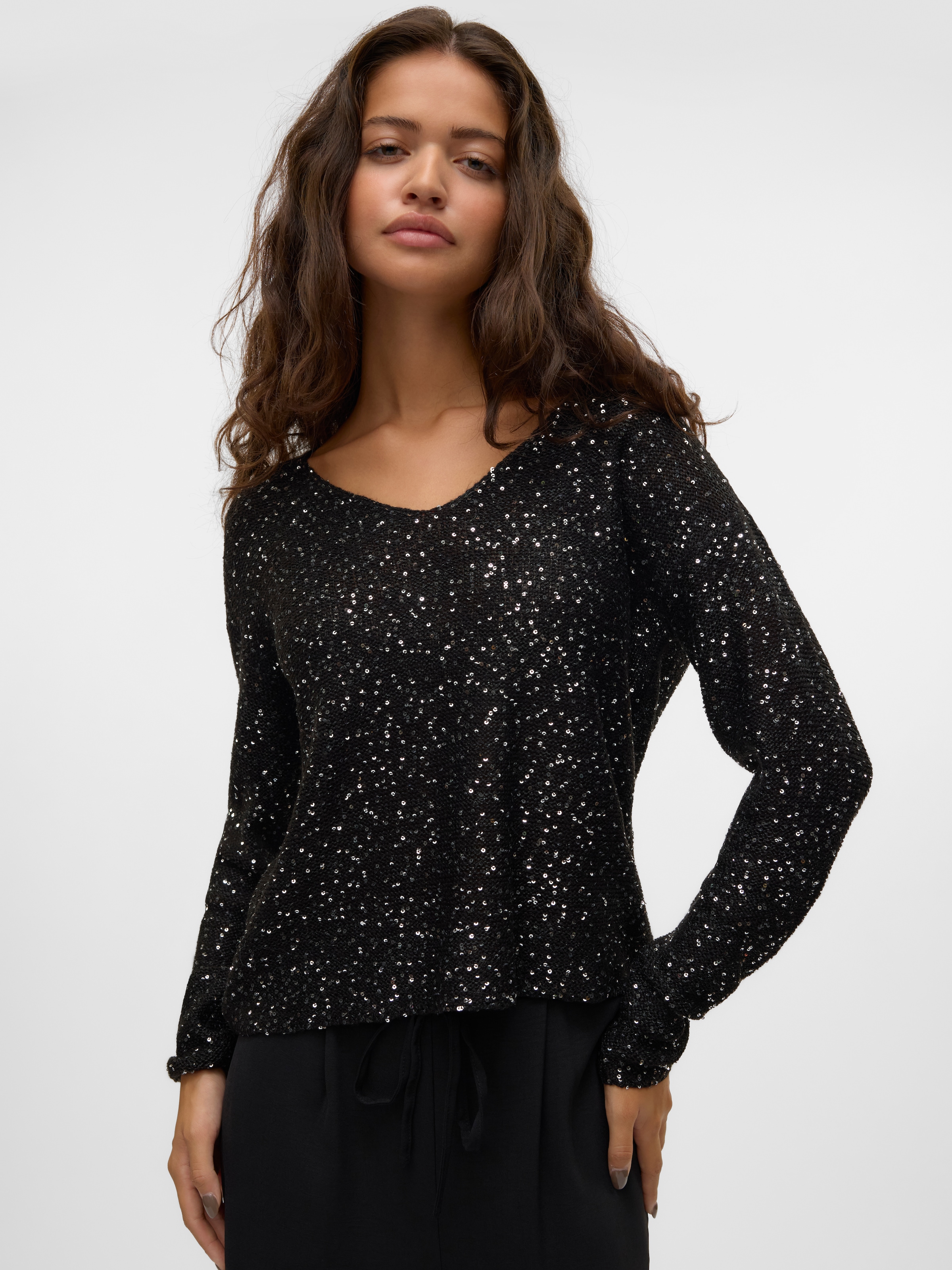 Vero Moda Strickpullover »VMLEILANI NEW LS V-NECK PULLOVER REP«