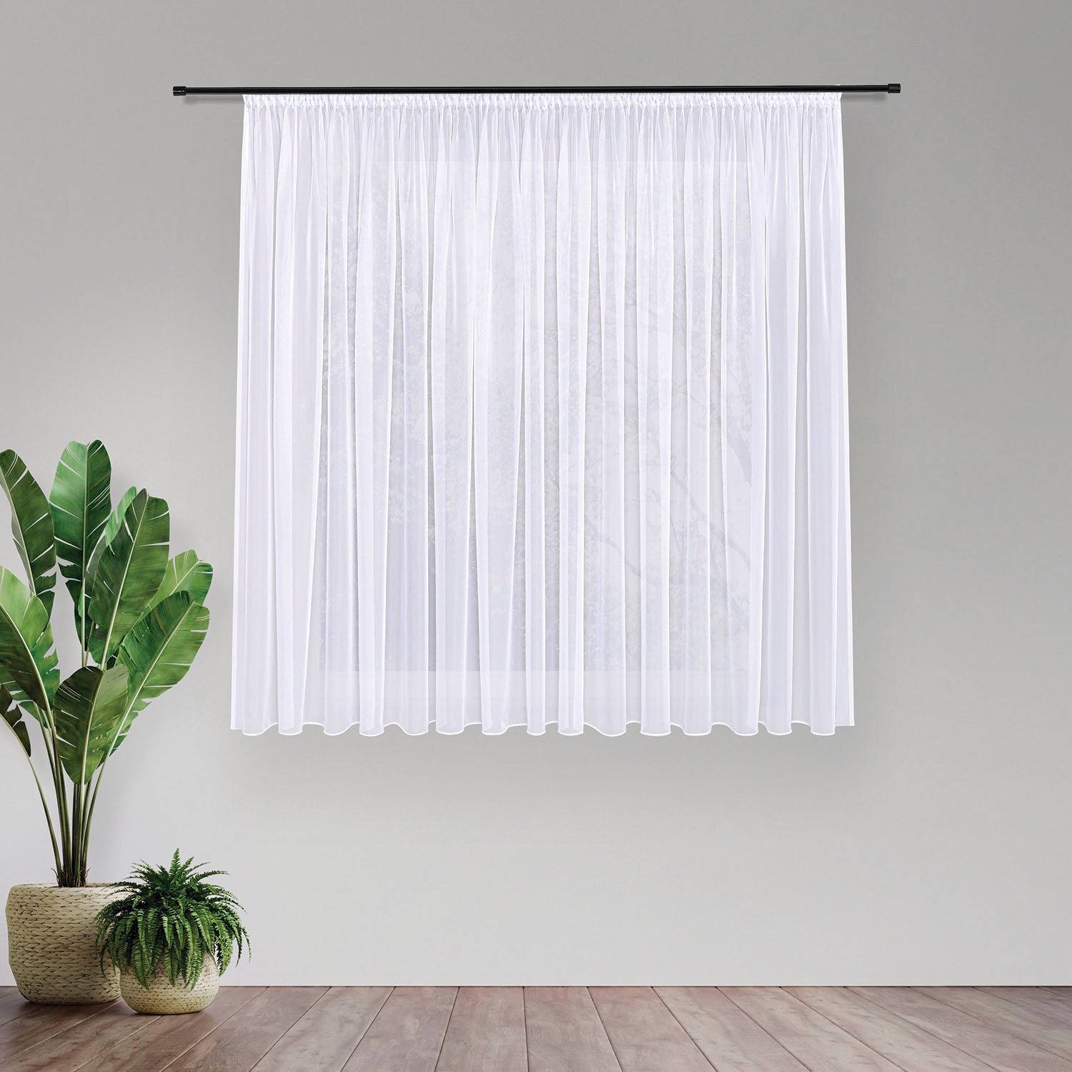 Gardine GERSTER, B:300cm H:175cm, weiß, Voile, Polyester, Wohnzimmer, Gardinen, "Laura", Elegante Voile Grundware