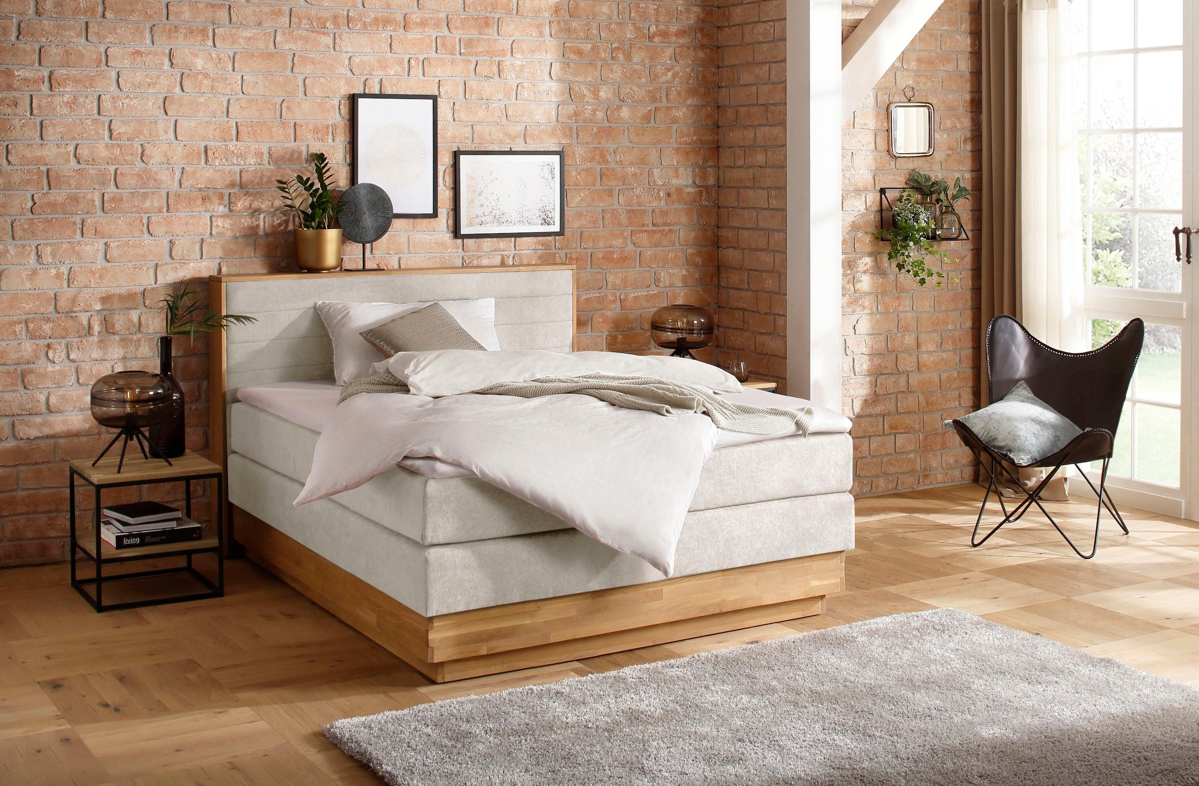 Home affaire Boxspringbett "Cavan" Eiche, inkl. Bettkasten & Topper, versch günstig online kaufen