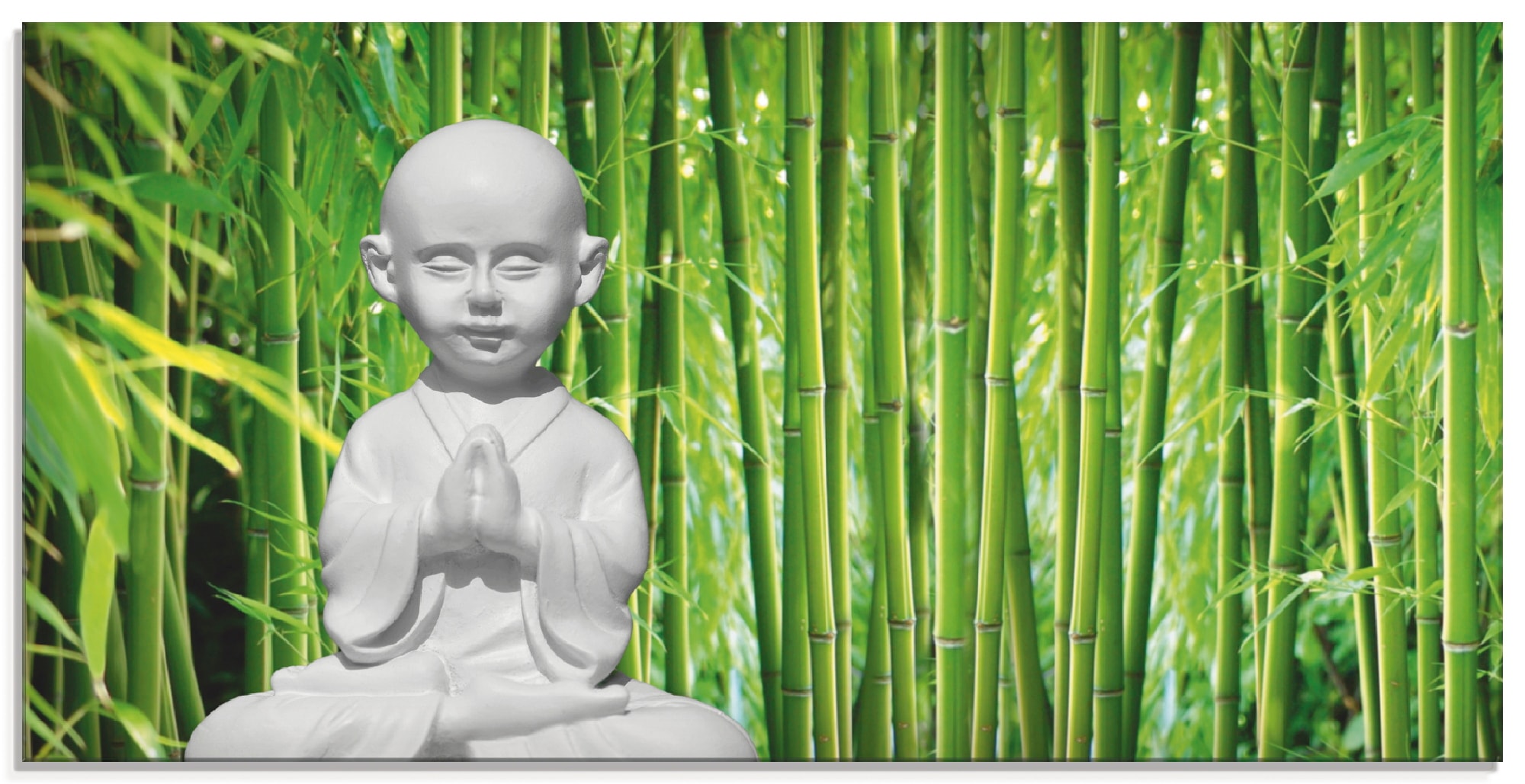 Glasbild »Buddha mit Bambus«, Religion, (1 St.), in verschiedenen Größen