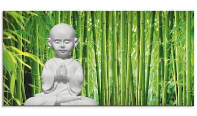 Glasbild »Buddha mit Bambus«, Religion, (1 St.)