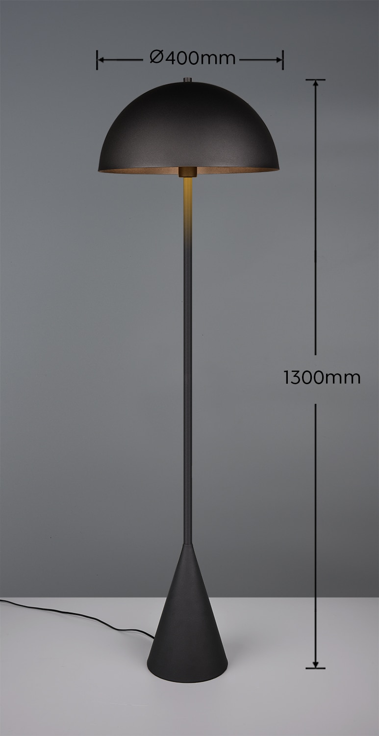 TRIO Leuchten Stehlampe »ALFIE, Metall Stehlampe Höhe 130cm Ø 40cm exkl 1x E27 max 40W« E27 1 Stk. warmweiß - kaltweiß Fußschalter ON/OFF, aus min. 50% Recycling-Material