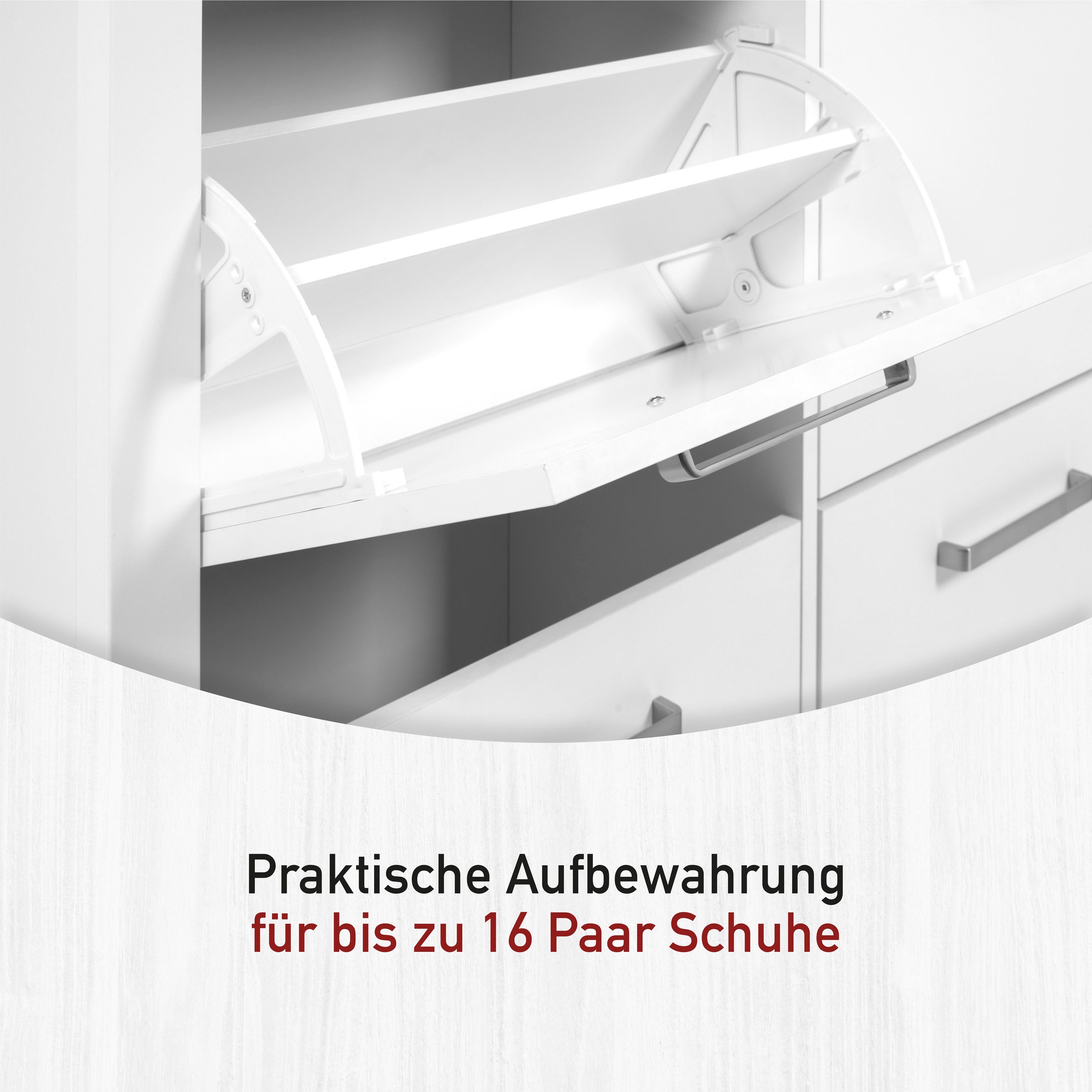 Inter Link Schuhkipper »Enoli, Weiss/Artisan Eiche Nachbildung, Softclose, 16 paar Schuhe« 1 Stk. tlg. Schuhkommode im modernem Skandi Look, platzsparend, 113 x 30 x 109 cm
