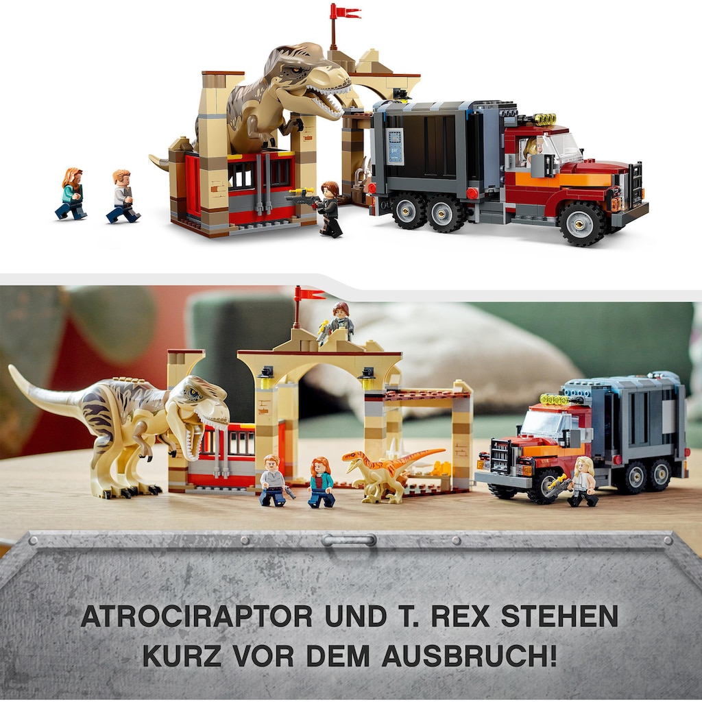 LEGO® Konstruktionsspielsteine »T. Rex & Atrociraptor: Dinosaurier-Ausbruch (76948)«, (466 St.)