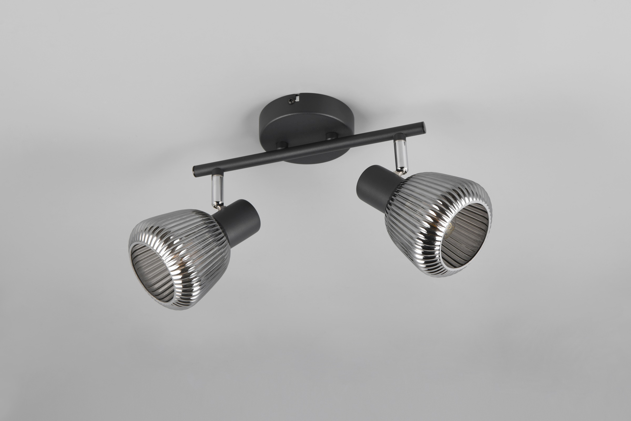 TRIO Leuchten Deckenstrahler »TARIFA, 2-flammiger Deckenspot mit Glasschirm, exkl 2xE14 max 10W« E14 1 Stk. warmweiß - kaltweiß Glasschirm in Riffeloptik leicht verspiegelt, verstellbare Spots