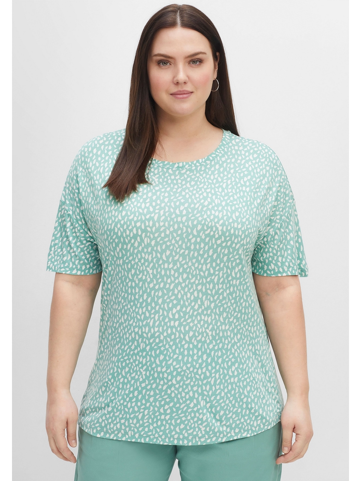 Black Friday Sheego T-Shirt »Große reiner aus Minimalprint, mit | Größen«, BAUR Viskose