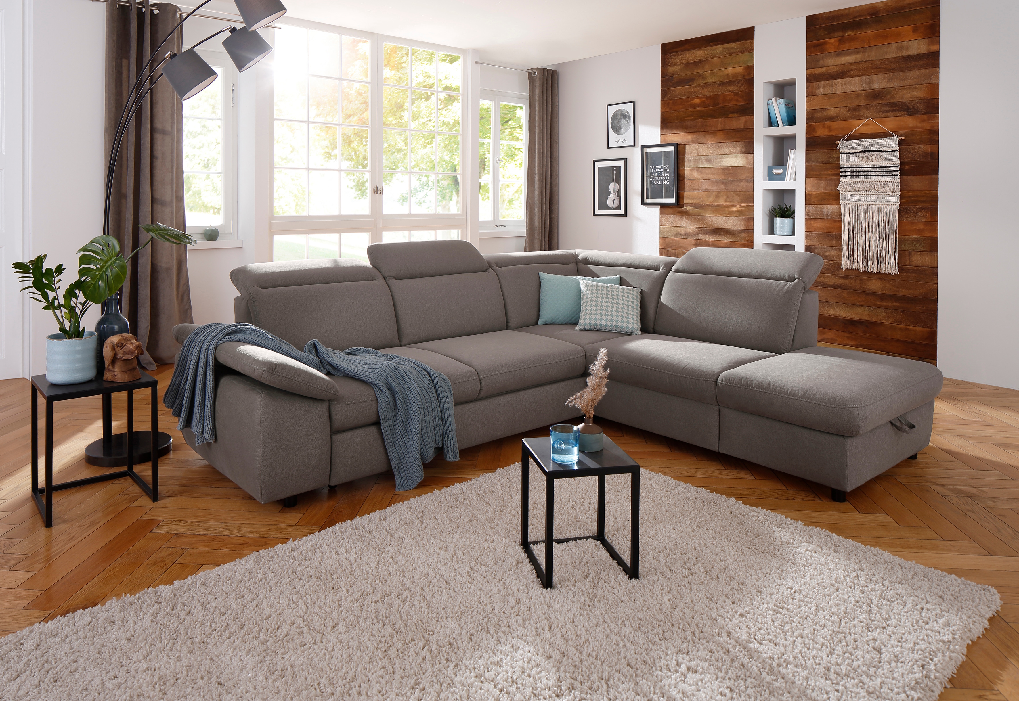 OTTO home Ecksofa "Mauritius L-Form" mit Ottomane, mit Kopfteil- und Armlehnverstellung