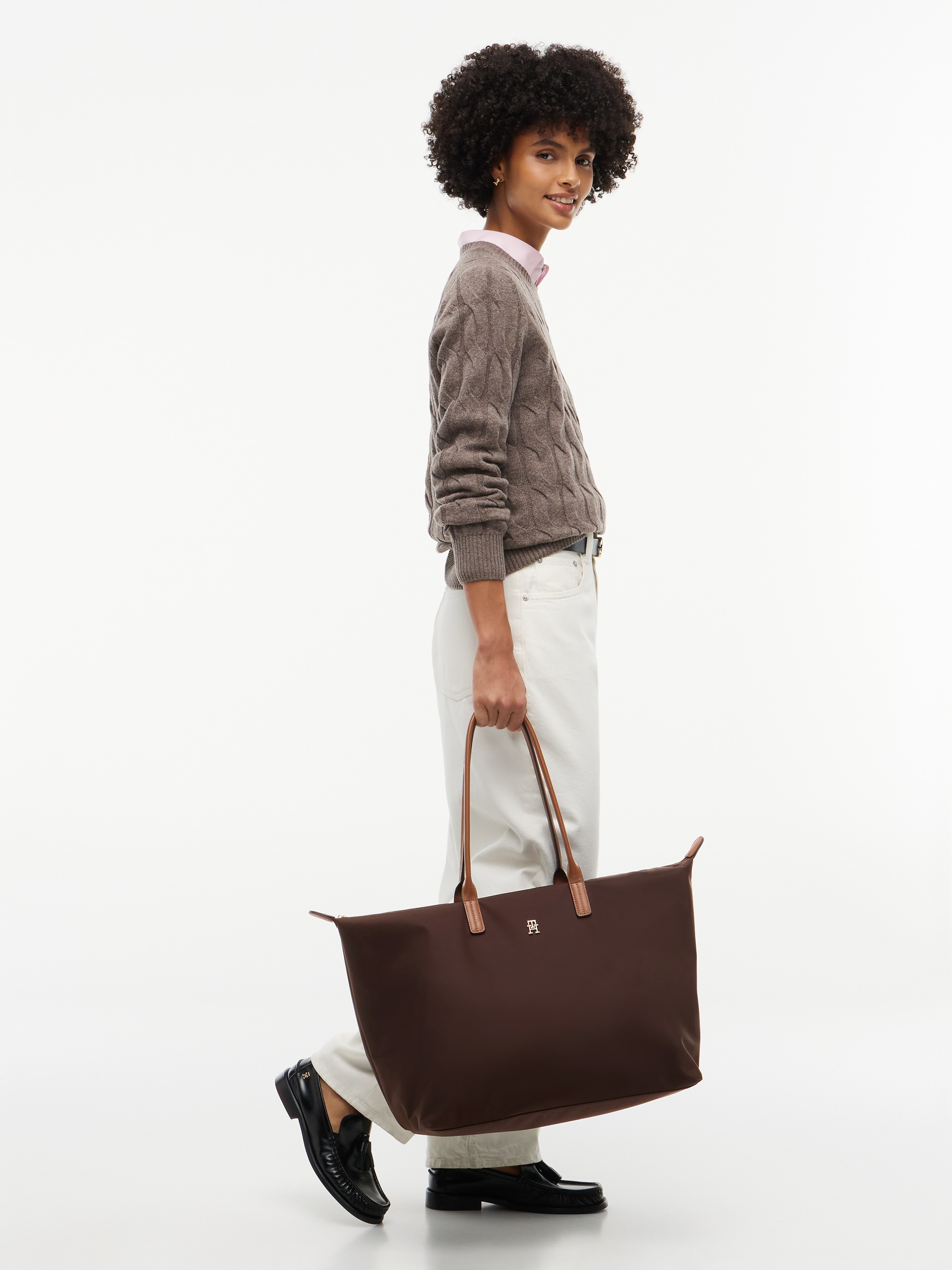Tommy Hilfiger Handtasche »POPETTE MAXI TOTE« Damen Schultertasche mit TH-Logoemblem