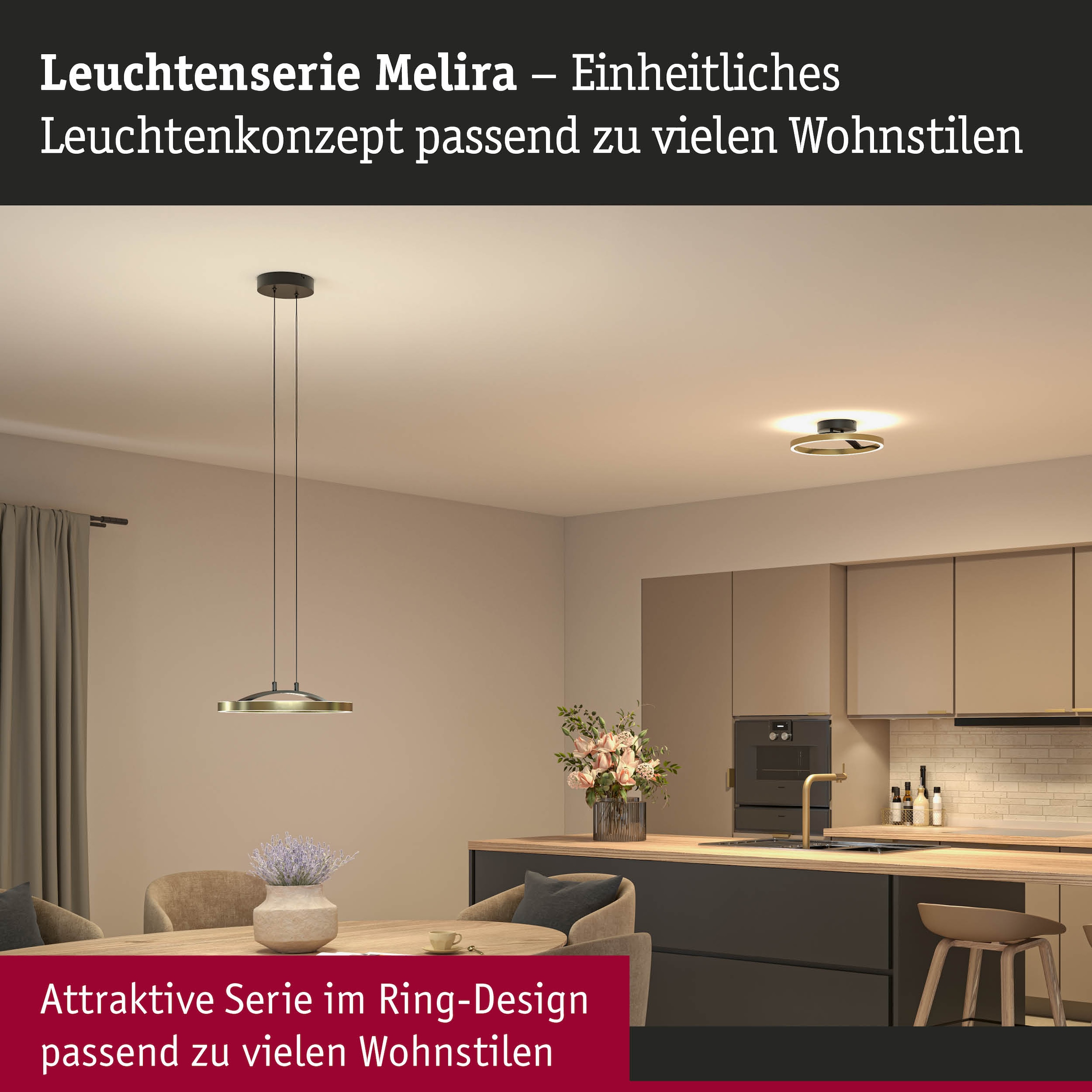 Paulmann LED Pendelleuchte »Melira LED 24W Gold /Schwarz 230V Metall« LED-Modul 1 Stk. 3-Step-Dim