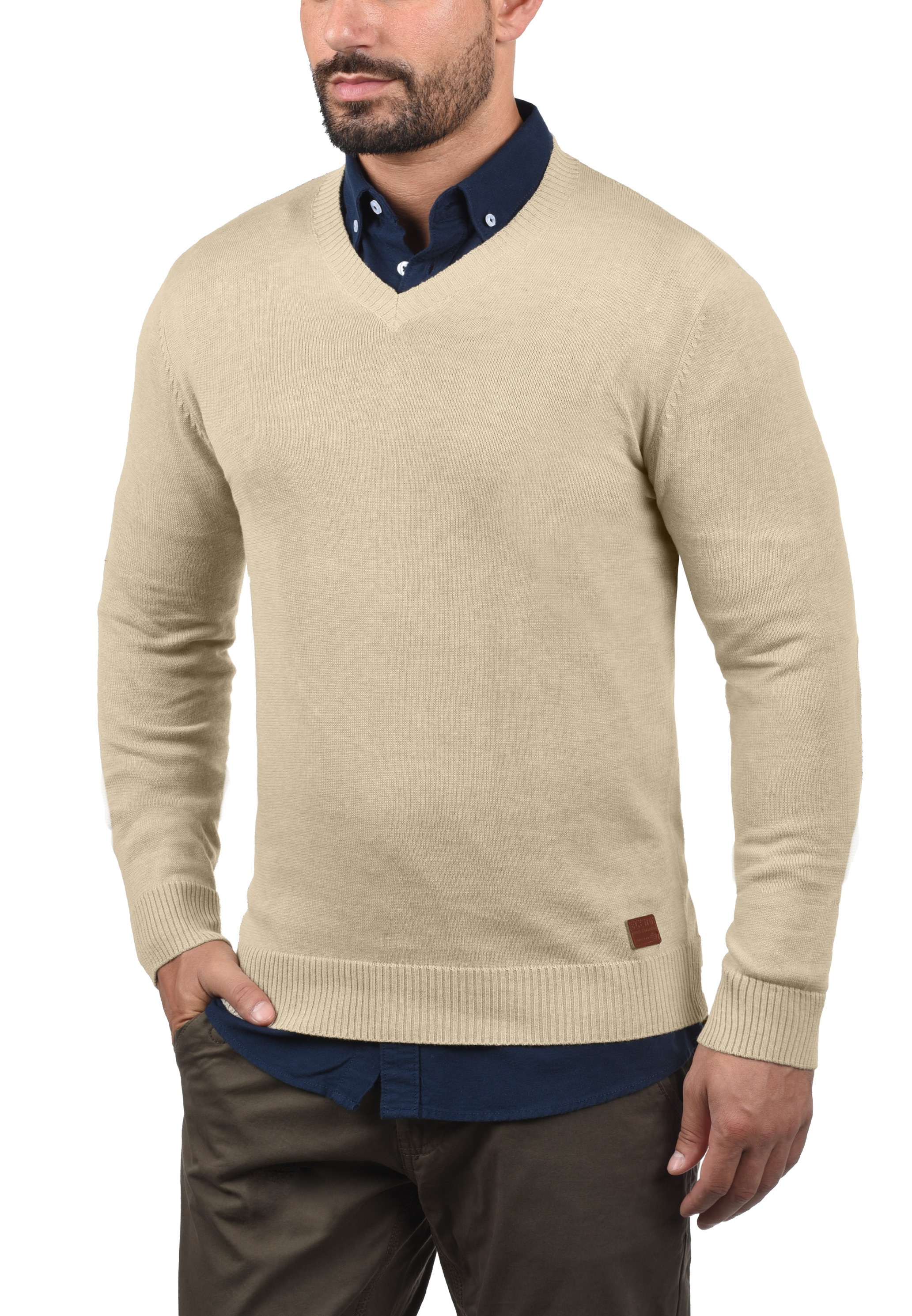 Blend Strickpullover "BHLasse" Feinstrickpullover mit aufgestickten Ellenbo günstig online kaufen