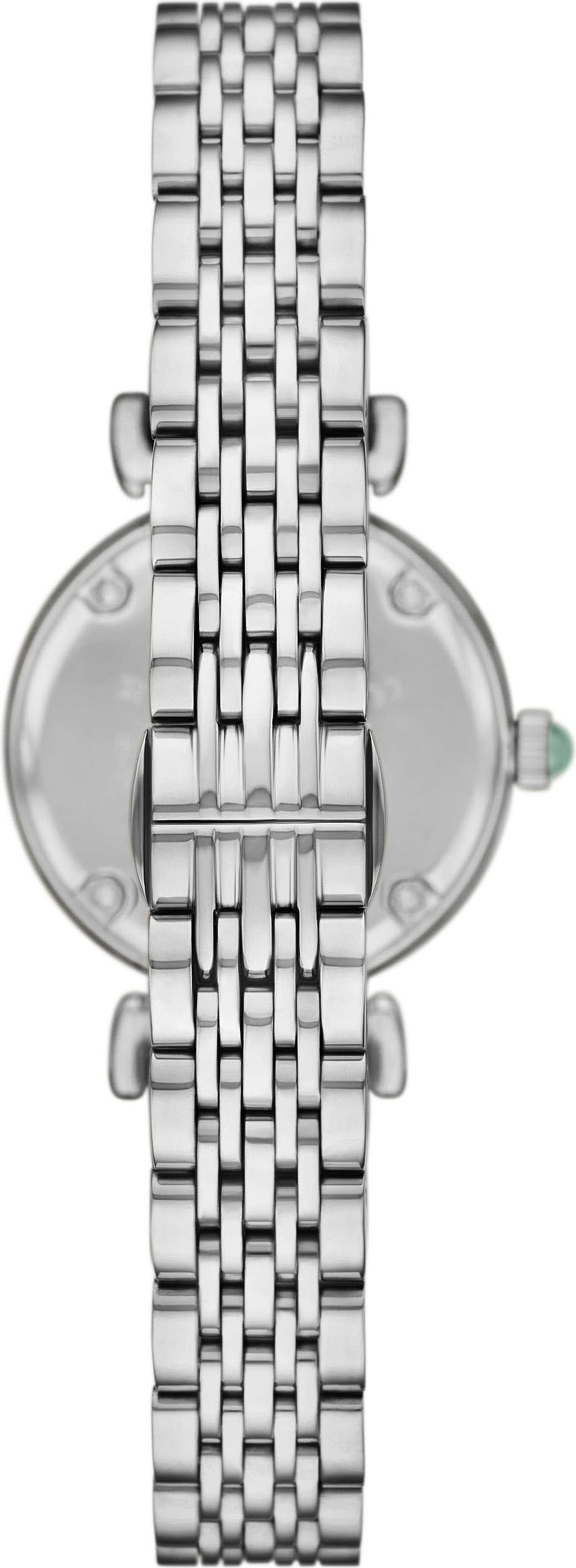 Emporio Armani Quarzuhr, Armbanduhr, Damenuhr, Edelstahlarmband, analog, Glassteine
