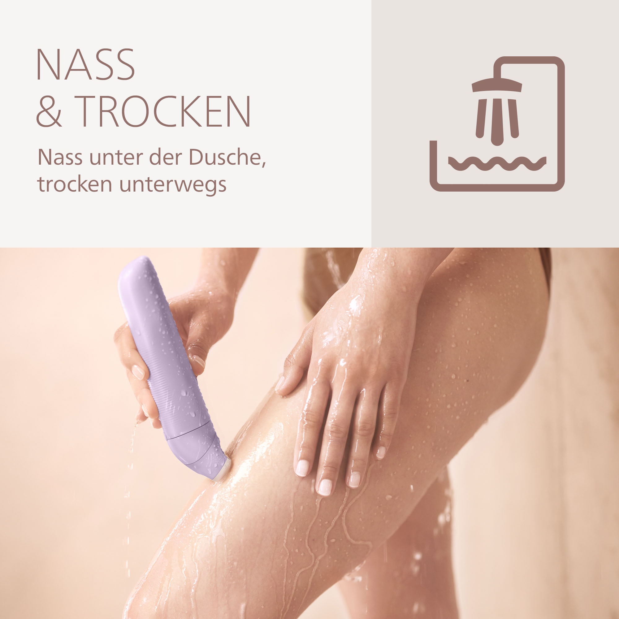 Philips Elektrorasierer »Lady Shaver Series 6000«, 3 St. Aufsätze, kabelloser Rasierer, nass und trocken, inkl. Trimmeraufsatz
