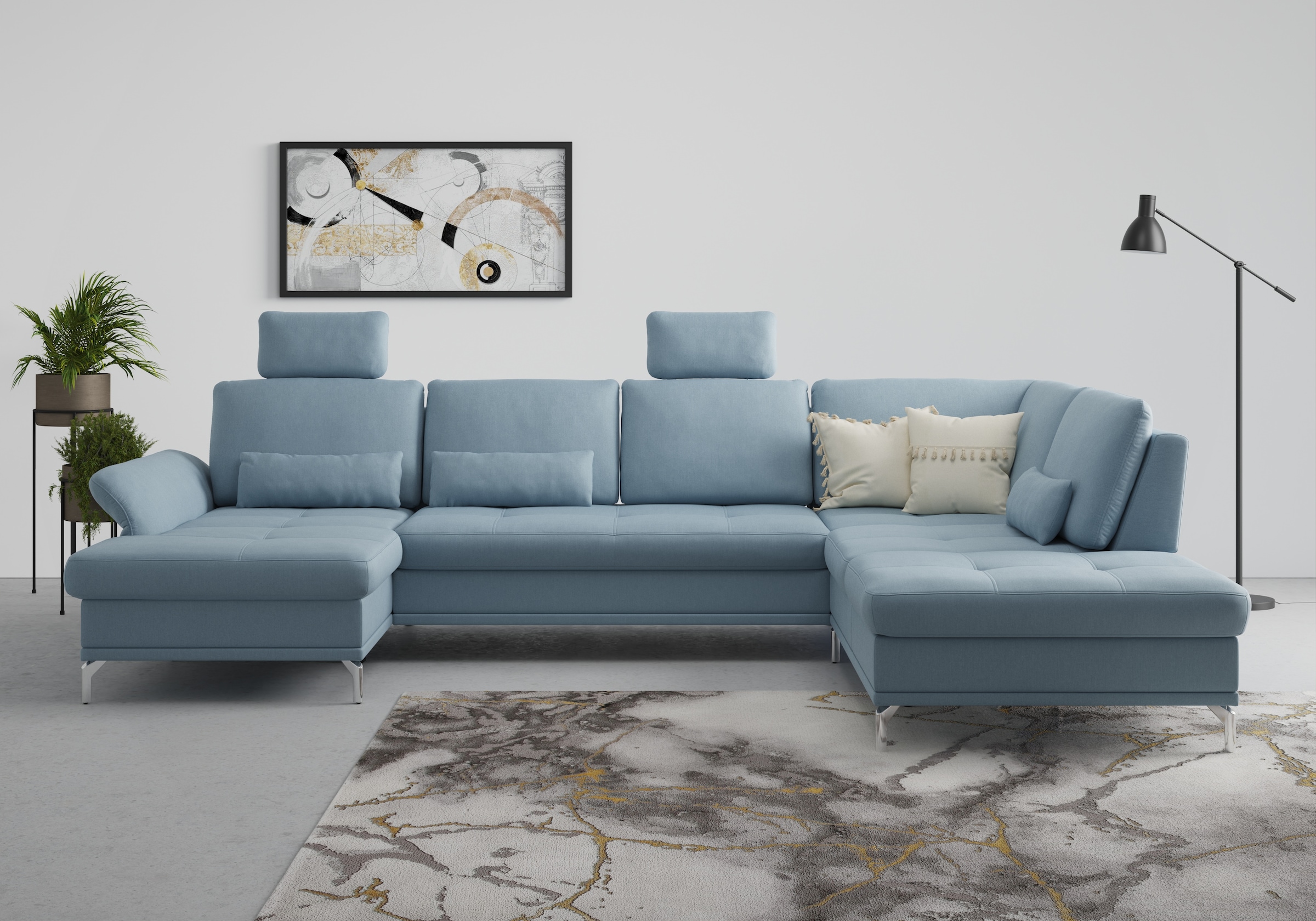 Home affaire Wohnlandschaft "Palm Beach U-Form" Federkern, mit Sitztiefenve günstig online kaufen