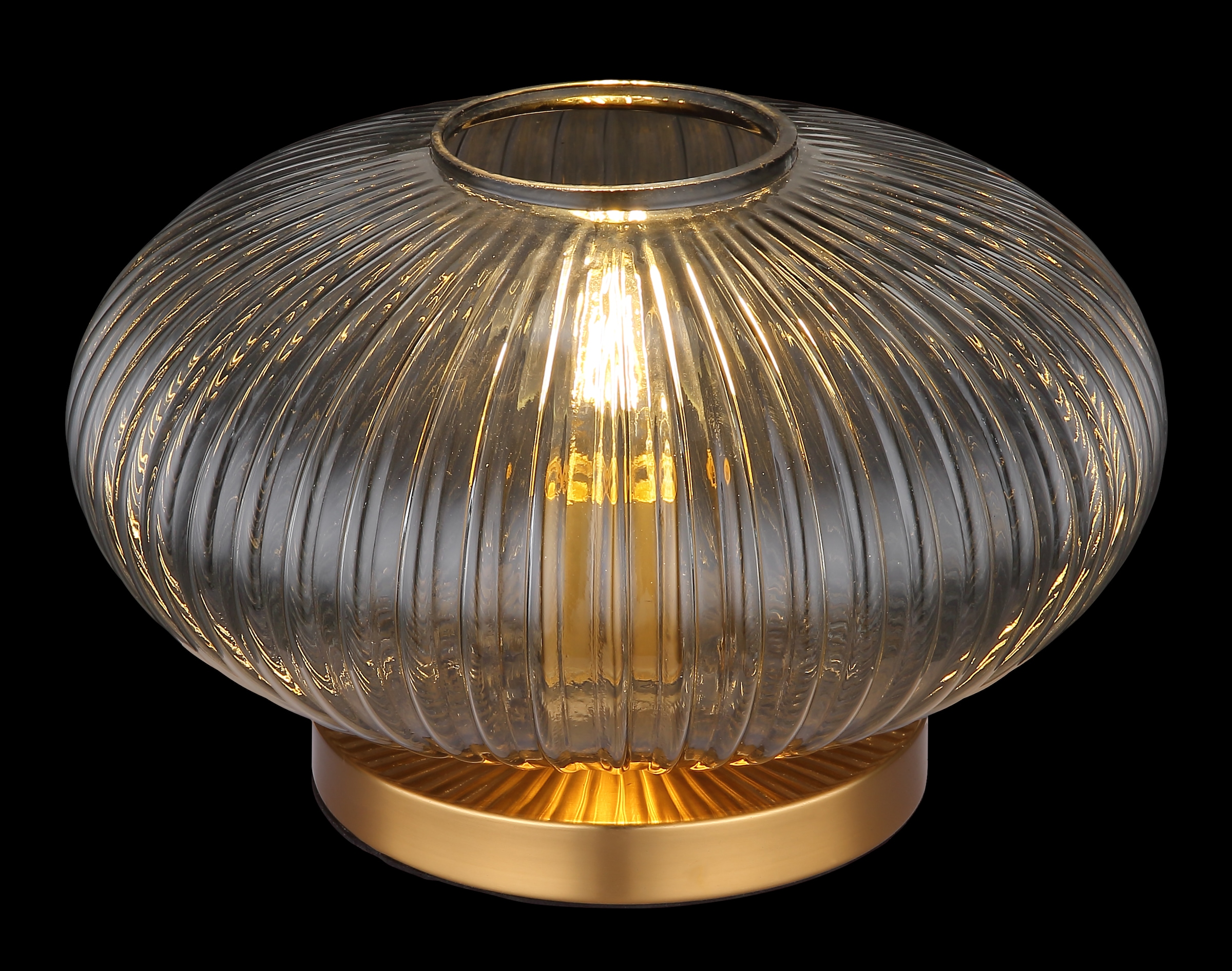 GLOBO LIGHTING Tischleuchte »NORMY« E27 1 Stk. Messingfarbene Tischleuchte mit rauchfarbenem Glas, E27 60W
