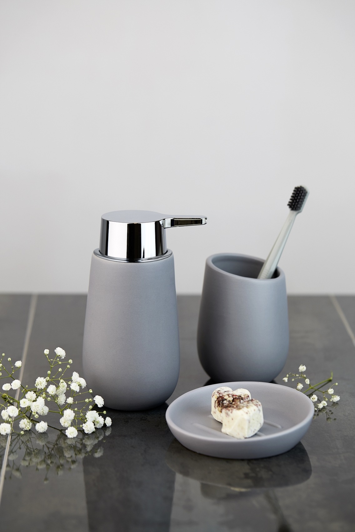 WENKO Badaccessoire-Set "Badi" Seifenspender und Zahnputzbecher aus hochwer günstig online kaufen