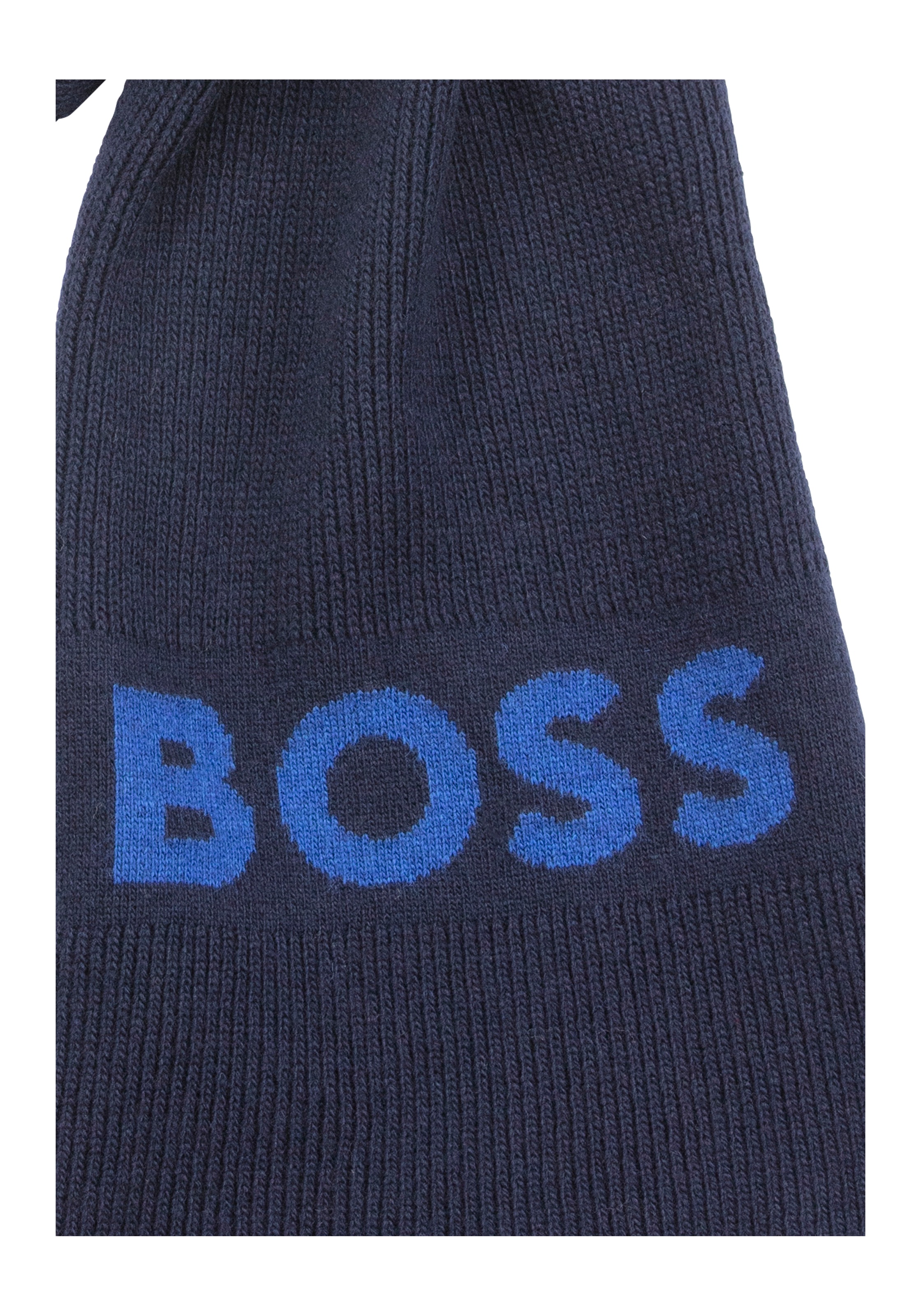 BOSS Strickschal "Elio Scarf", aus Rippenstrick, Jaquard-Logo günstig online kaufen