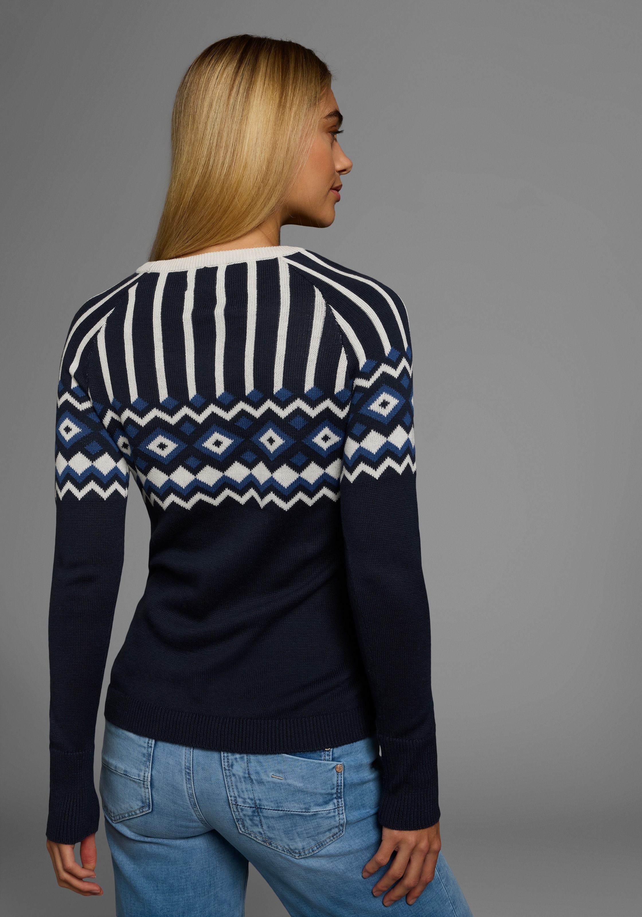 AJC Jacquardpullover Women's Sweater White/Blue Size S 3