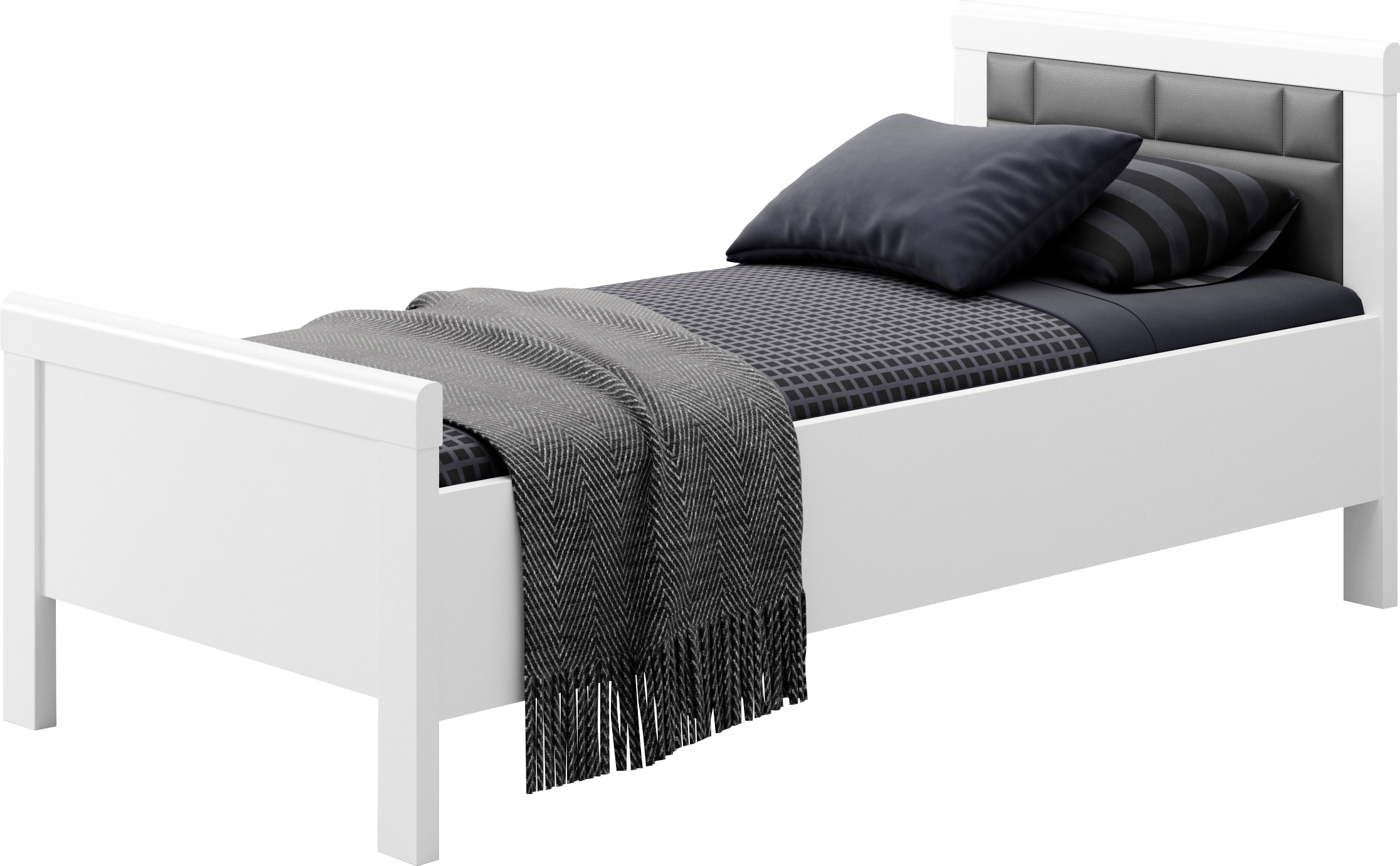 priess Einzelbett "Arnsberg Komfortbett mit flexibel höhenverstellbarer Liegefläche" gepolstertes Kopfteil, Made in Germany mit Blauem Engel und Goldenem M
