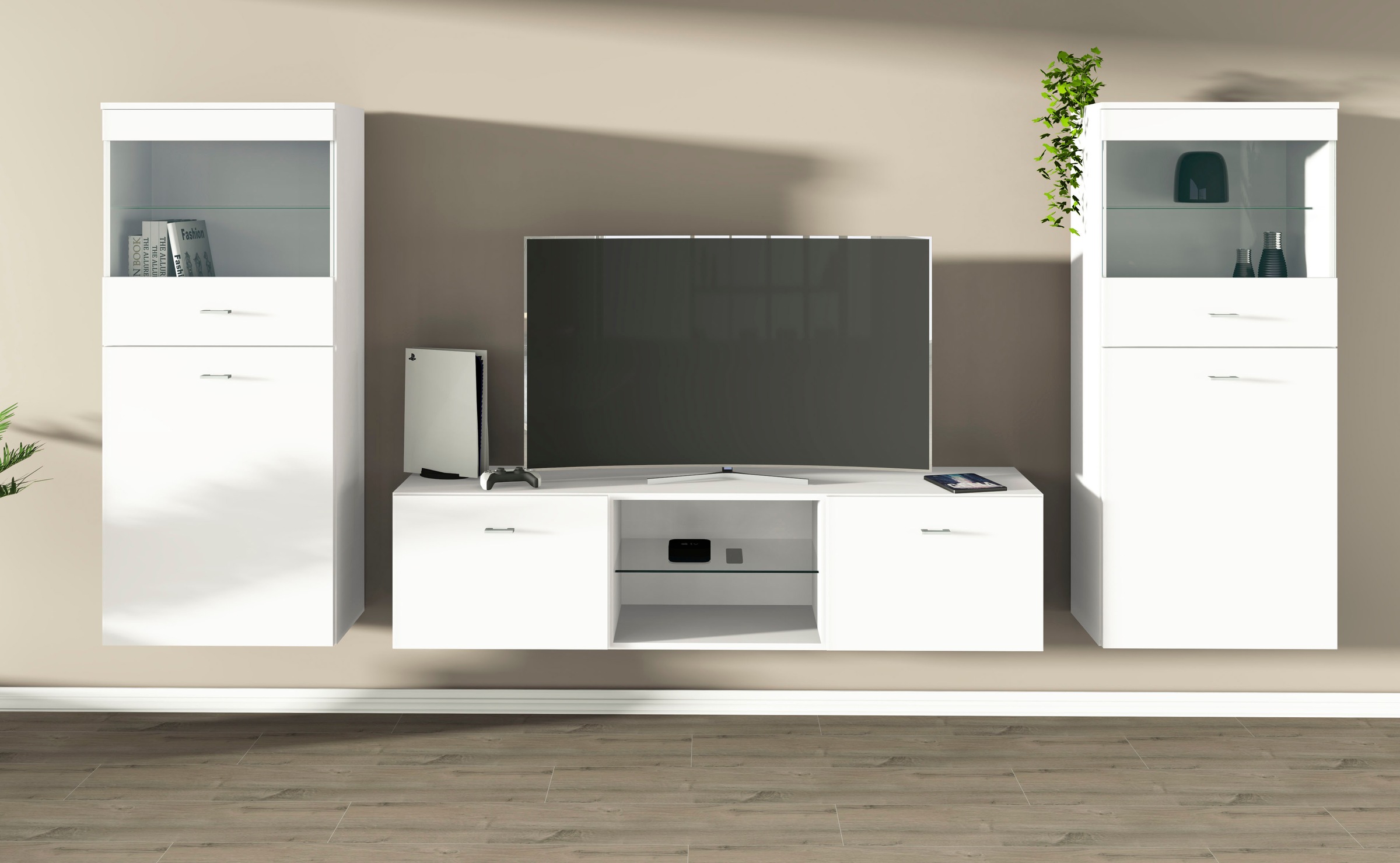 borchardt Möbel Wohnwand "Scala, moderne Mediawand mit Vitrinen und Lowboar günstig online kaufen