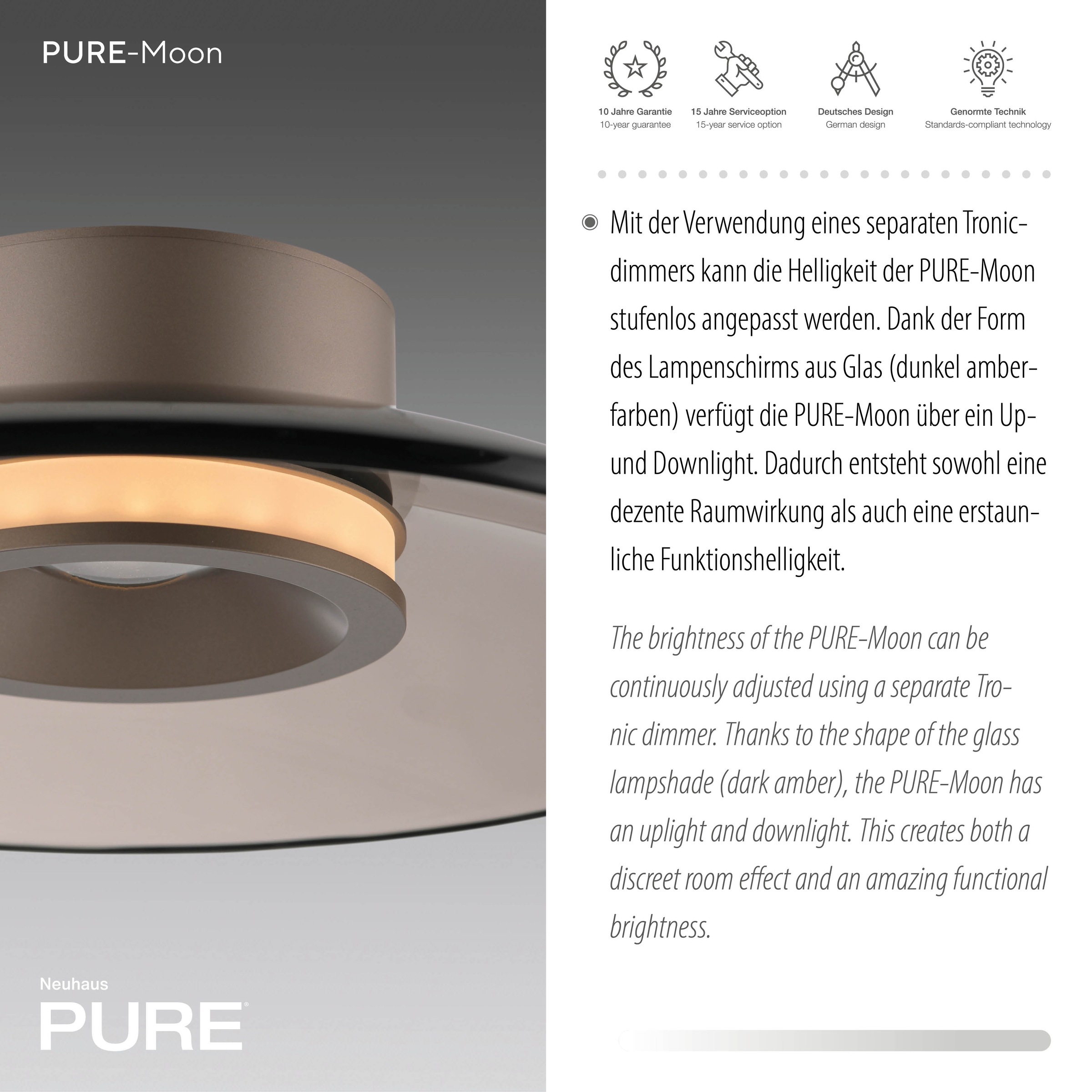 Neuhaus PURE LED Deckenleuchte »PURE Moon« LED-Board 1 Stk. Warmweiß Dimmfähig über separaten Dimmer