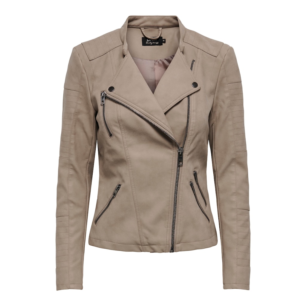 ONLY Lederimitatjacke »ONLAVA FAUX LEATHER BIKER OTW NOOS«, mit Biker-Details