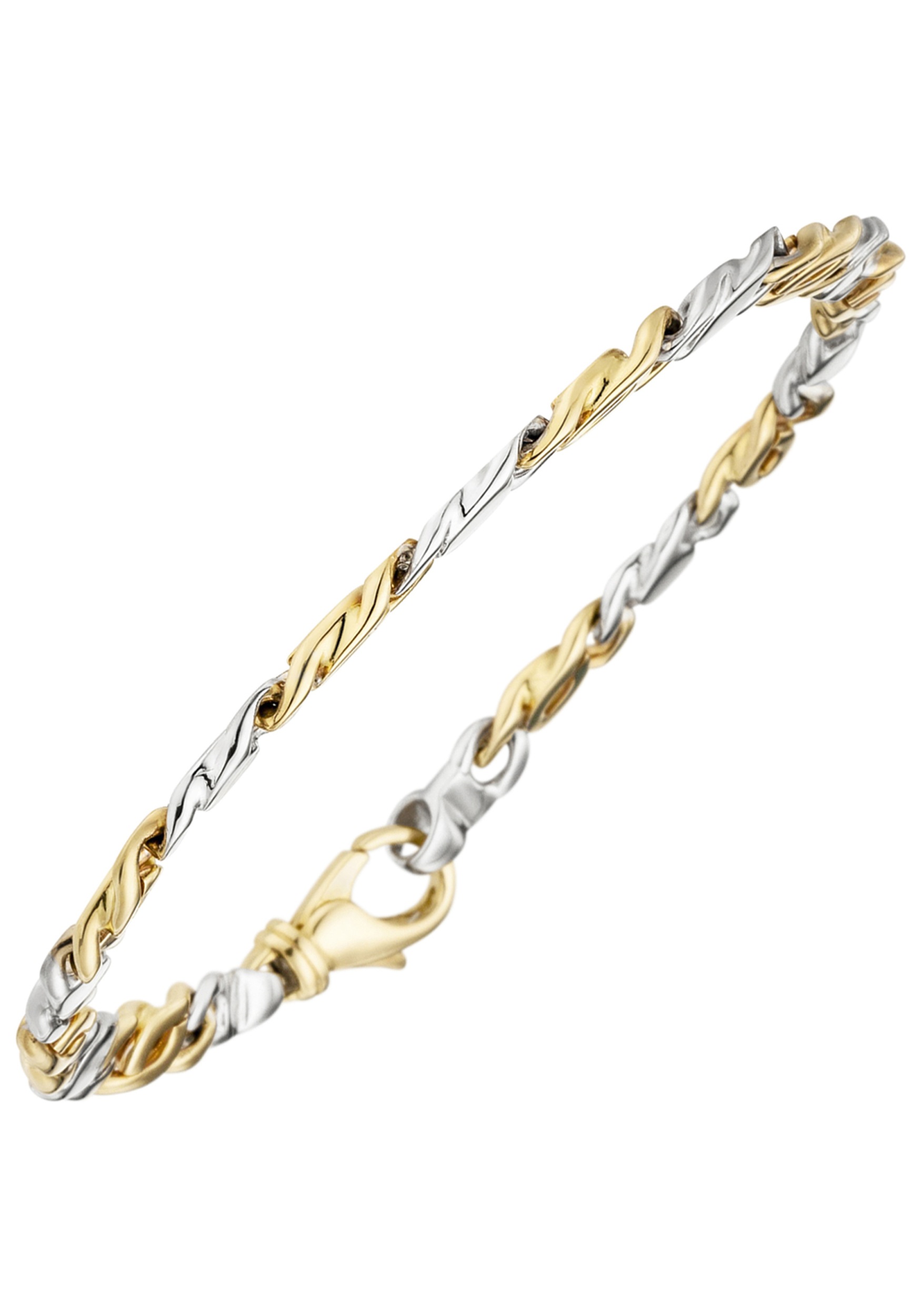 JOBO Damen Goldarmband "Diamantarmband Bicolor", 18,5cm, Diamanten Gelbgold 585 Weißgold 585, gold, Diamanten, Gelbgold 585, Weißgold 585, Armbänder,