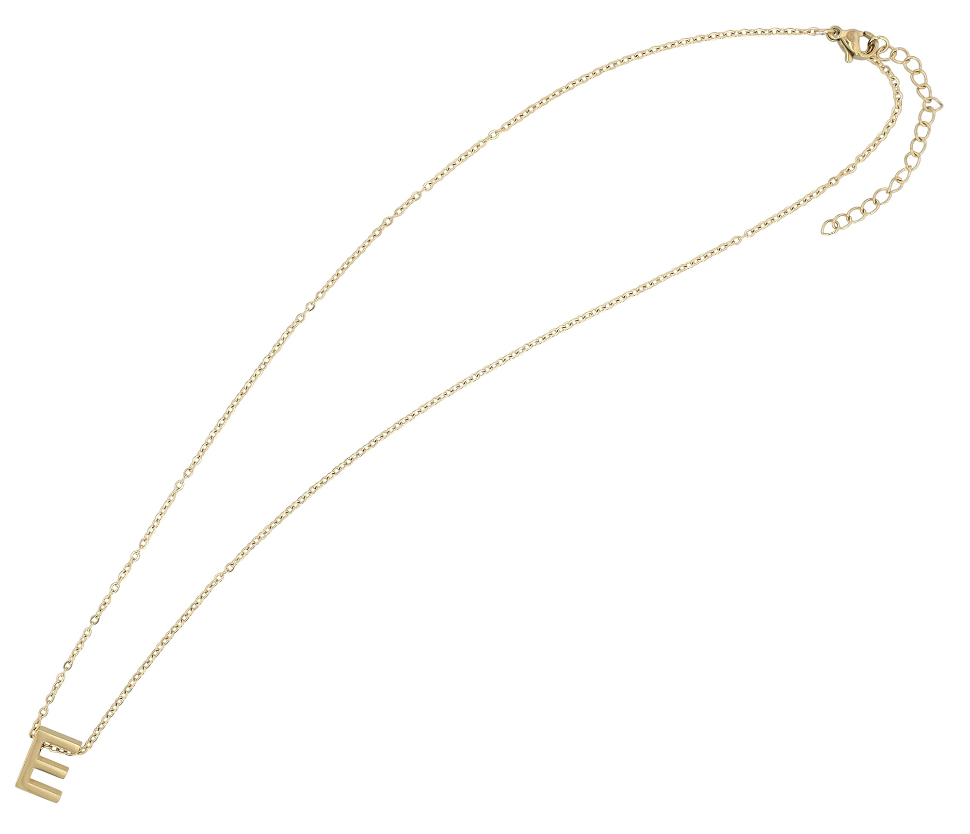 Kette ohne Anhänger ADELIA´S "Damen Halskette – Buchstabe N aus Edelstahl 45+5", gold, Halsketten, Damen, 50cm, Edelstahl, Zum Verschenken – passend für viele Anlässe