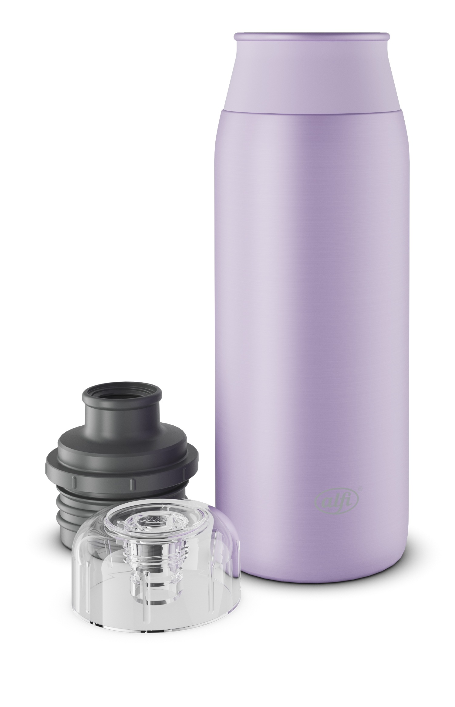 Alfi Trinkflasche »ELEMENT BOTTLE, Edelstahlkörper, spülmaschinenfest«, (1 tlg.), 0,6l, Free-Flow Trinksystem mit intuitivem Schraubverschluss