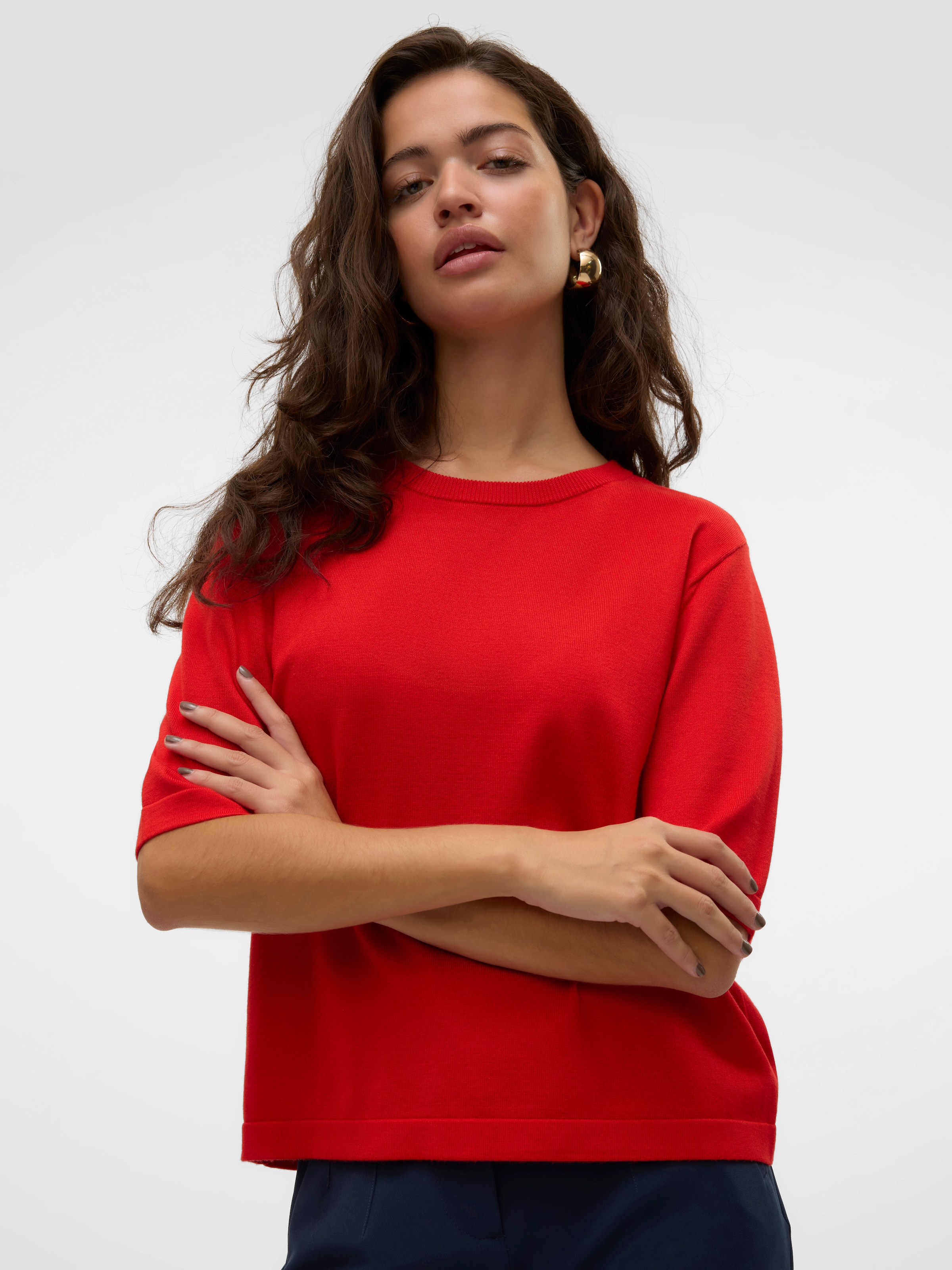 Vero Moda Kurzarmpullover »VMSILJE 2/4 O-NCK OVERSIZE PULL GA NOOS«