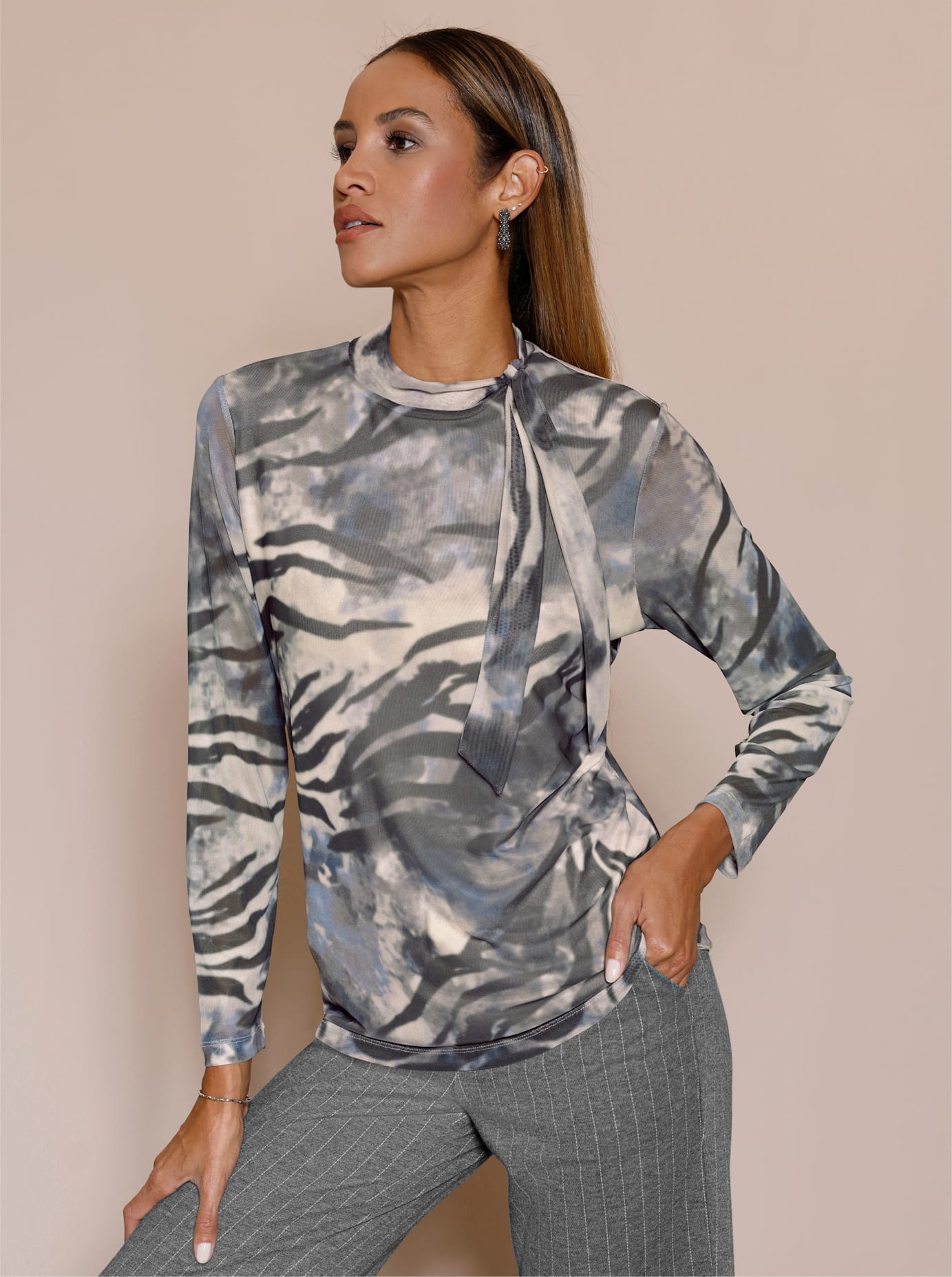 creation L Langarmshirt "Druck-Shirt" 1