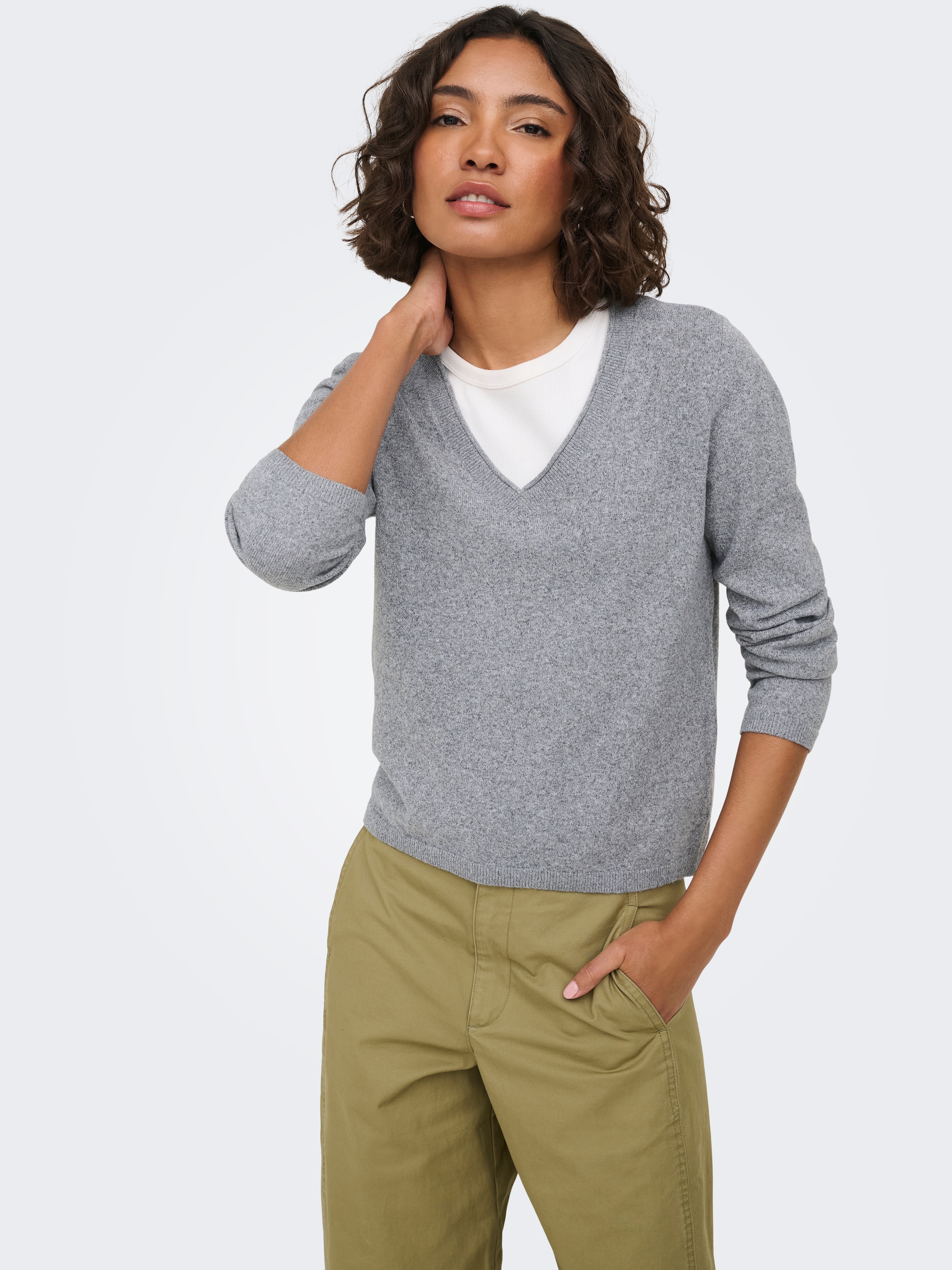 ONLY "ONLLOYAL LIFE LS V-NECK PULLO KNT NOOS" Materialmix