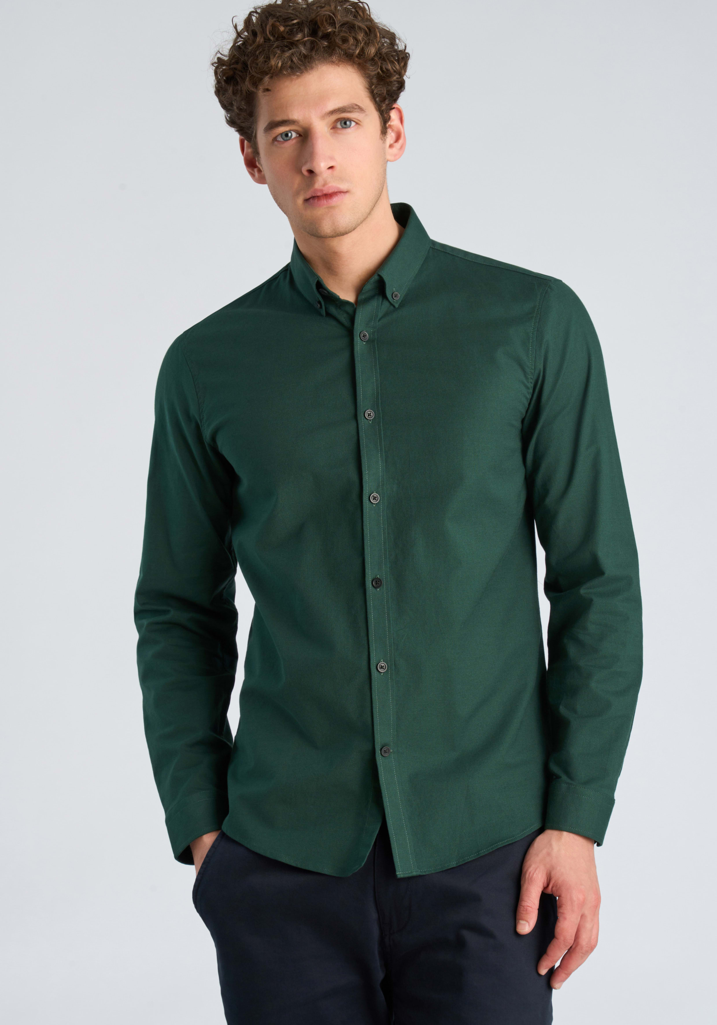 LINDBERGH Langarmhemd mit Button-Down-Kragen
