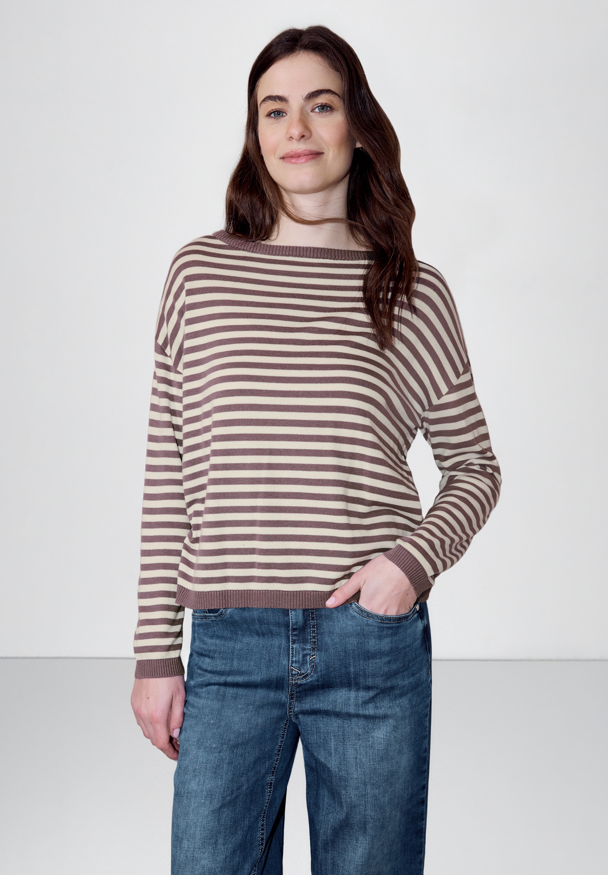 Street One Studio Streifenpullover Hazy Rose 36