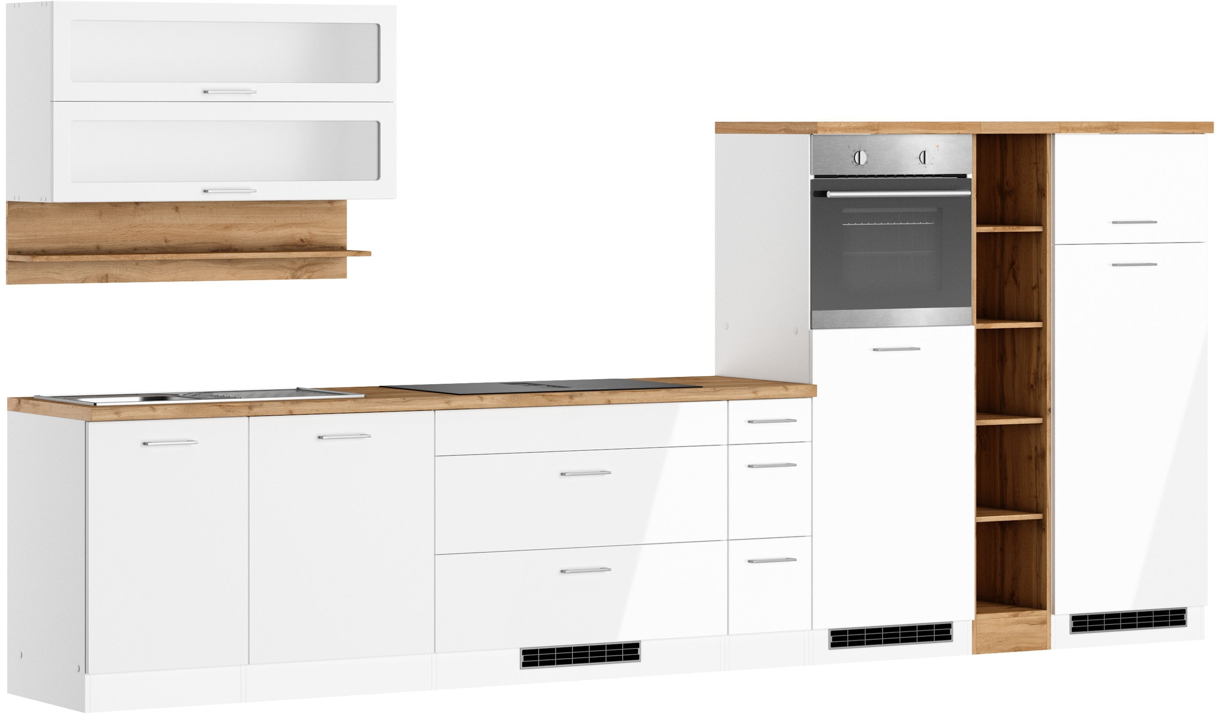 Thumbnail - KOCHSTATION Küchenzeile "KS-Milan, optional mit Muldenlüfter" Breite 390 cm, wahlweise mit E-Geräten, Kochfeld mit Dunst...