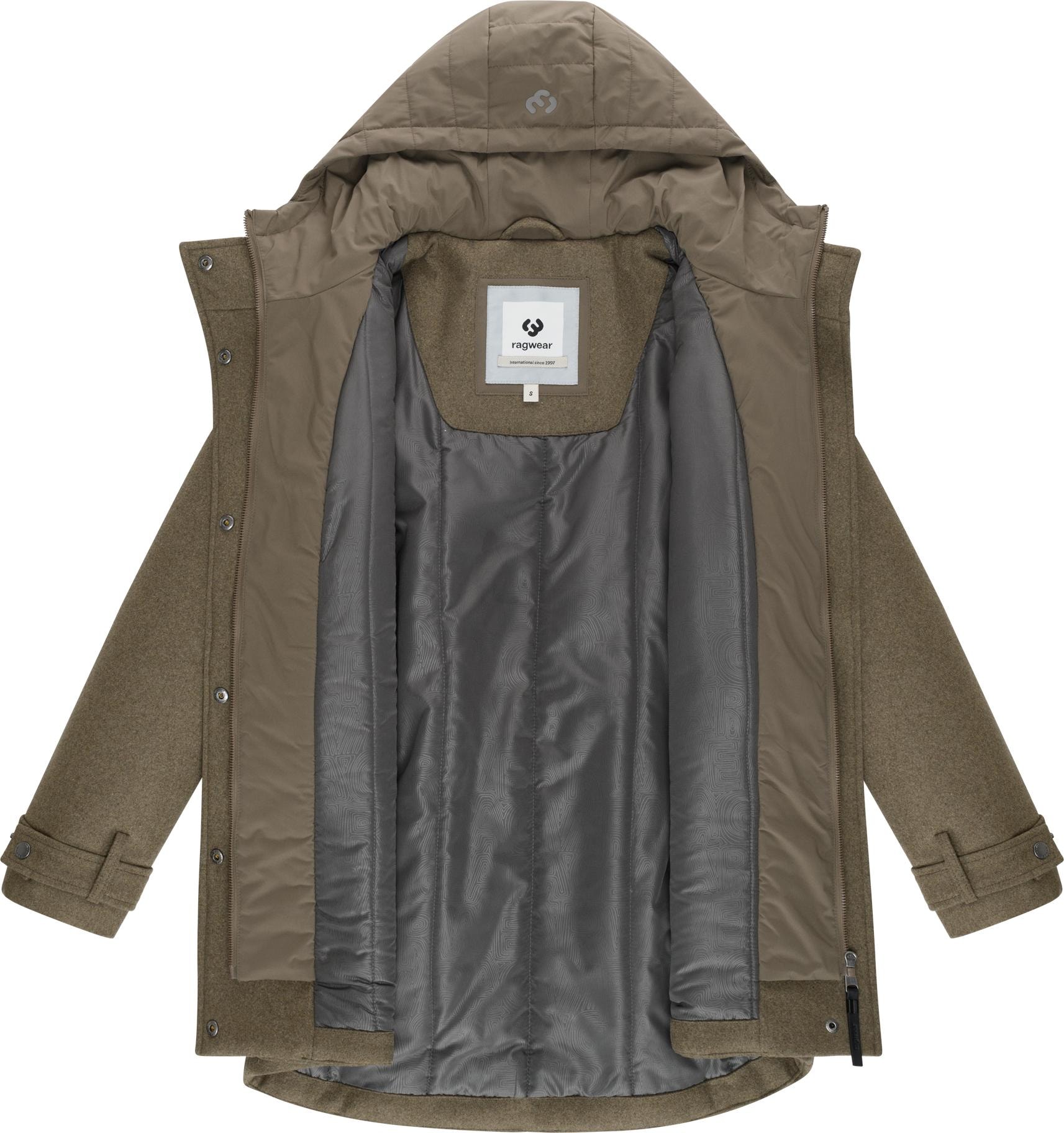 Ragwear Wintermantel »Petuja Felt YOUMODO« Klassischer Damen Kurzmantel mit Kapuze