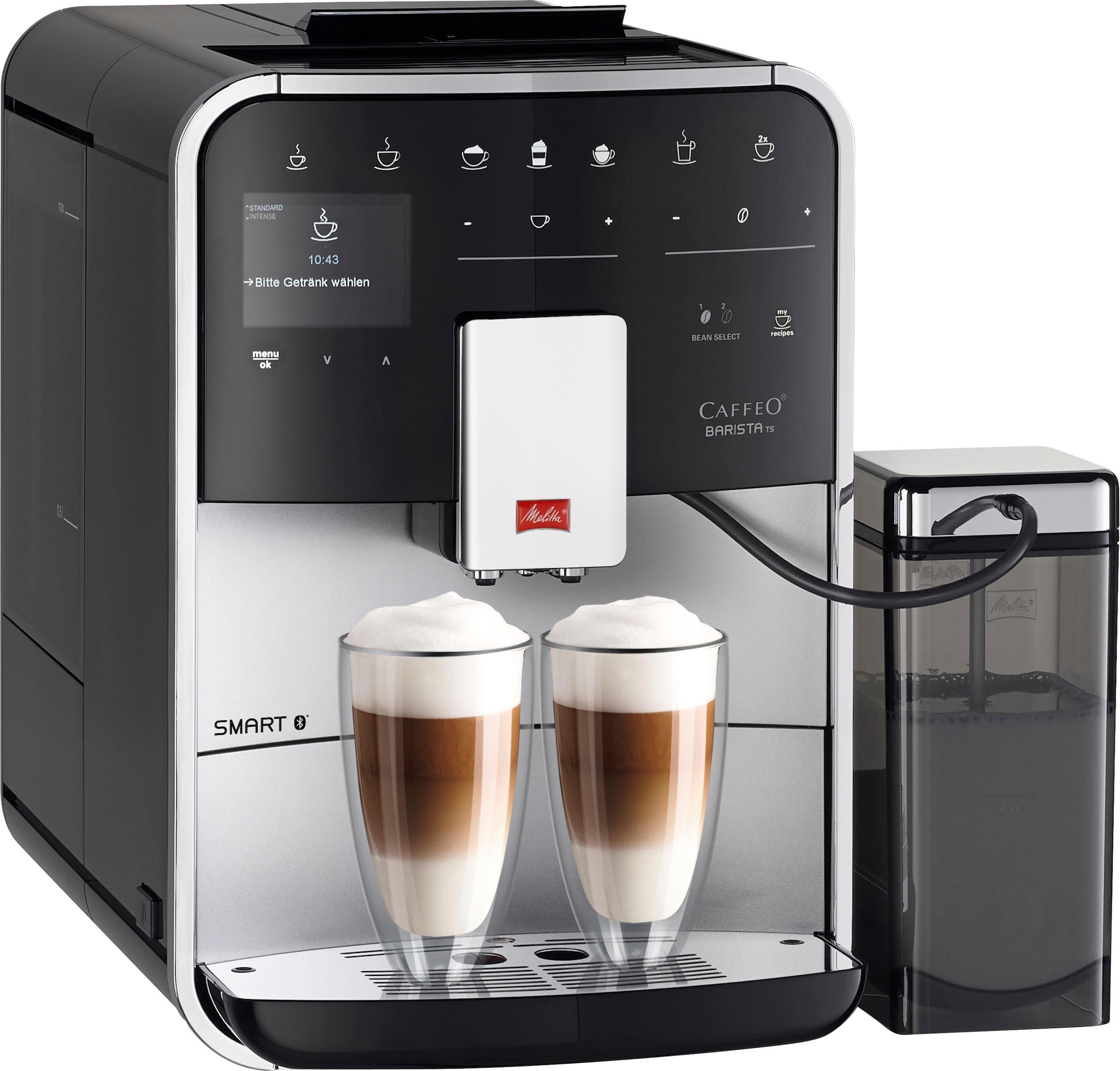 Melitta Kaffeevollautomat »Barista TS Smart® F850-101, silber«, 21 Kaffeerezepte & 8 Benutzerprofile, 2-Kammer Bohnenbehälter