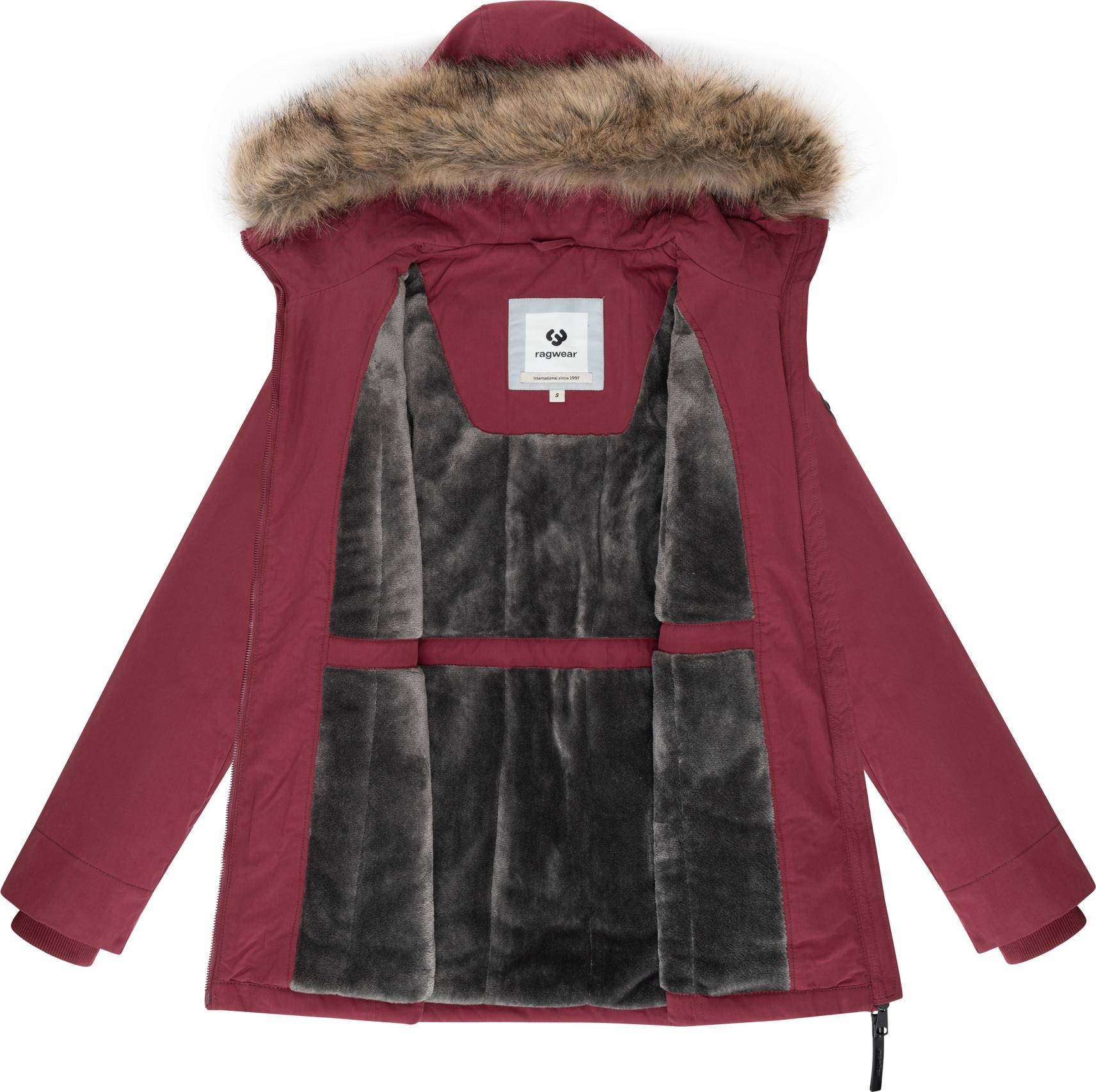 Ragwear Kurzmantel »Monadetta Warm«, Kurzer Wintermantel mit Kunstfellbesatz