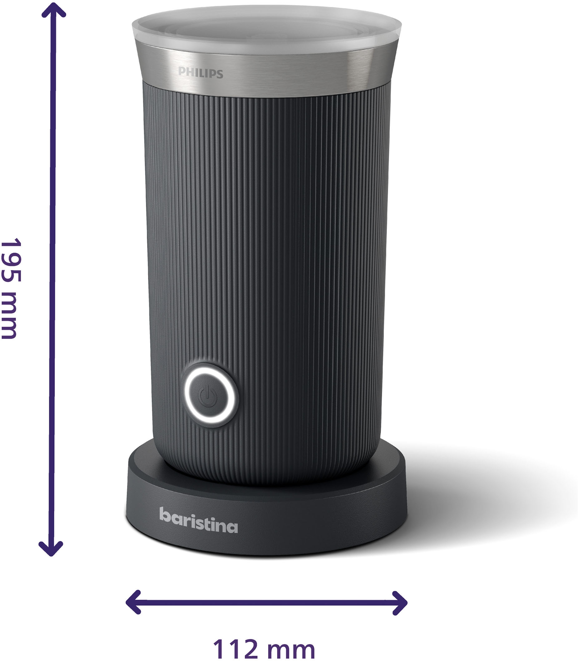 PHILIPS baristina Espressomaschine »BAR308/60 mit Mahlwerk für ganze Bohnen, Milchaufschäumer inkl.« 16 bar Pumpendruck, Schwarzgrau
