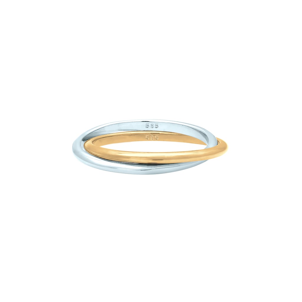 Elli Premium Fingerring »Wickelring Bi-Color Zeitlos 585 Gelbgold Weißgold«