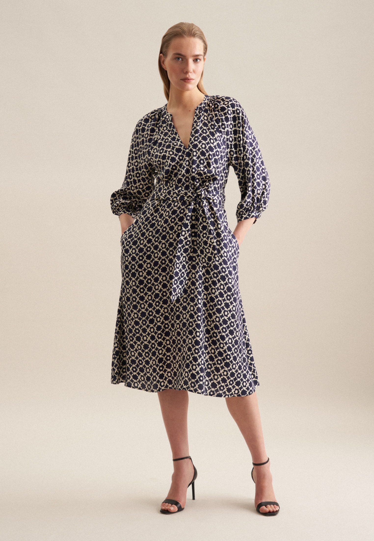 seidensticker Sommerkleid "Schwarze Rose" 3/4 Rundhals Druck günstig online kaufen