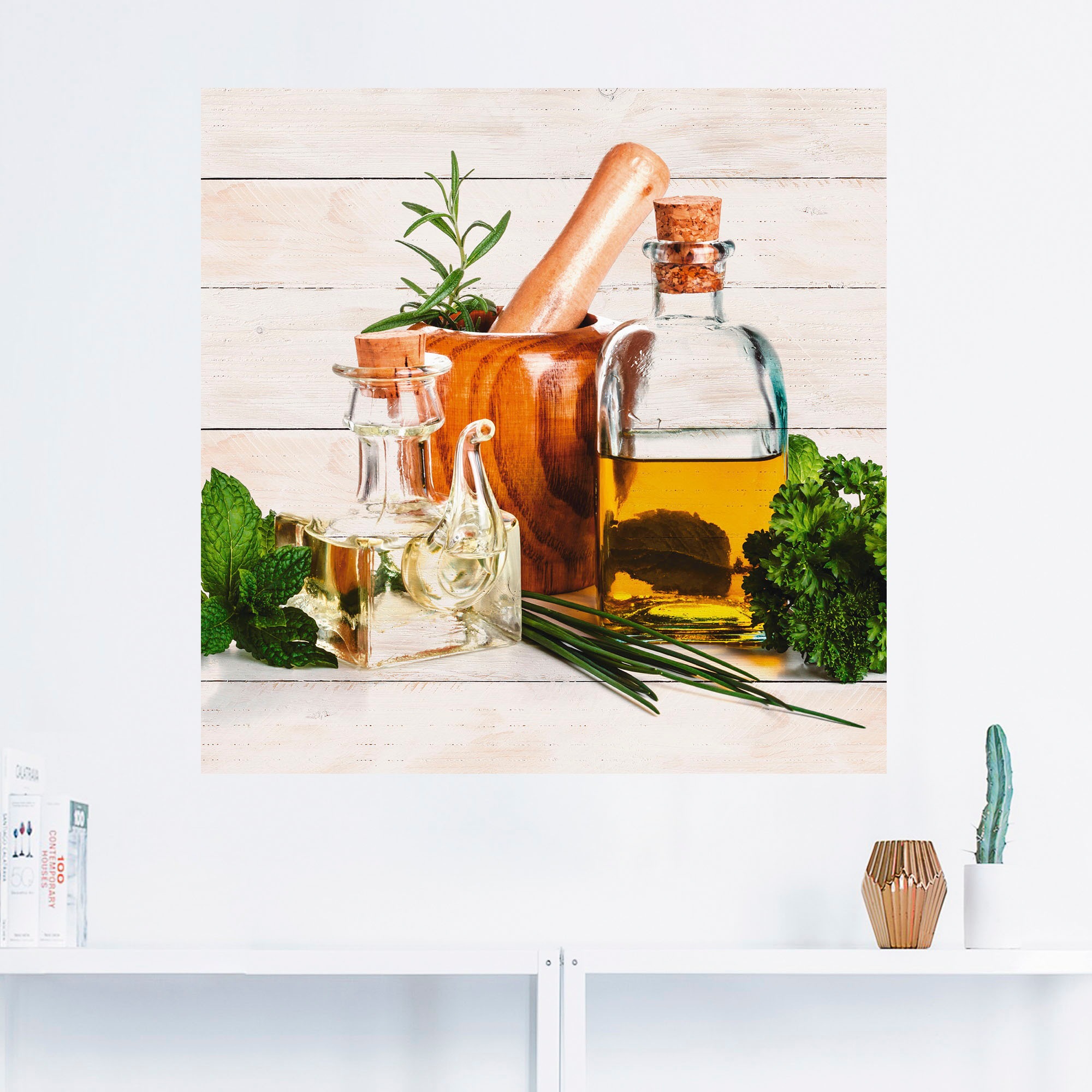 Artland Wandbild »Olivenöl und Kräuter - Küche«, Arrangements, (1 St.), als Alubild, Outdoorbild, Leinwandbild, Poster, Wandaufkleber