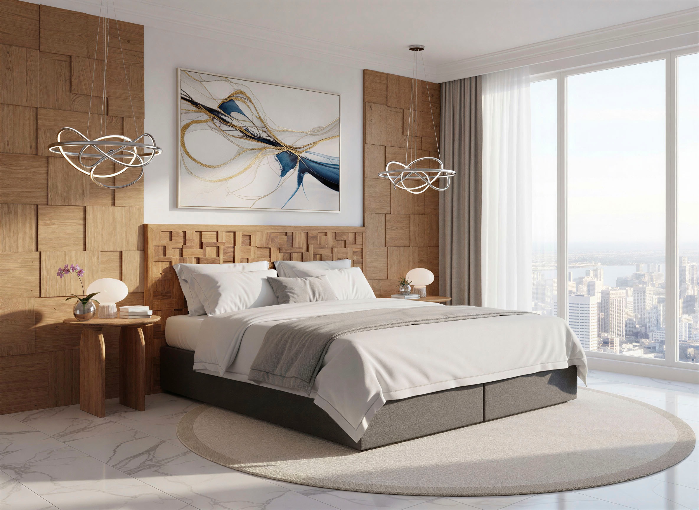 SIT Boxspringbett Mit Holz-Mosaik-Kopfteil